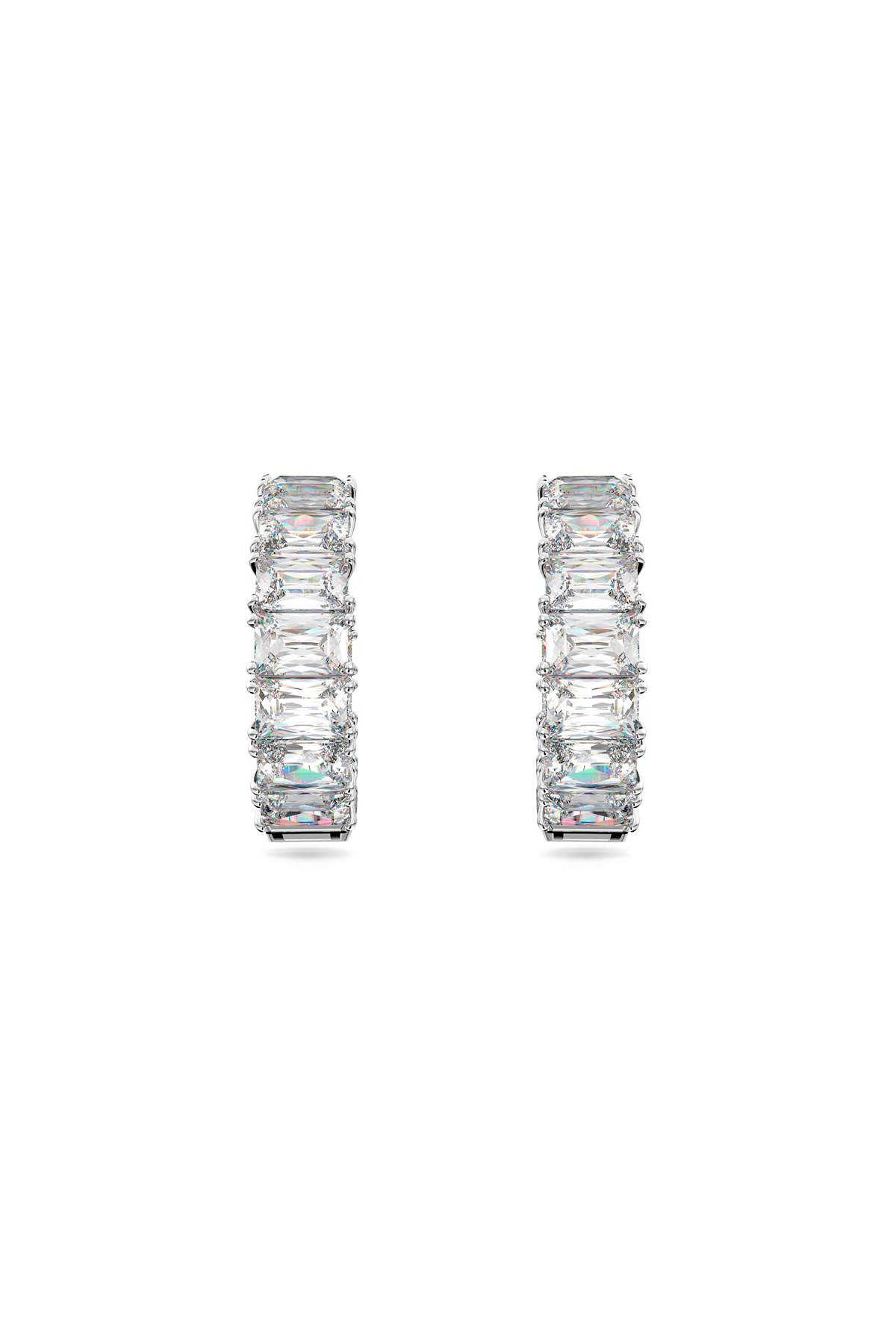 Swarovski Ladies Millenia Octagon Cut Hoop Earrings In Bianco Placcatura Rodio (silver)