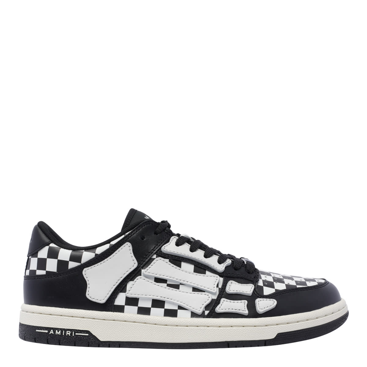 Shop Amiri Checkered Skel Top Low Sneakers In Black