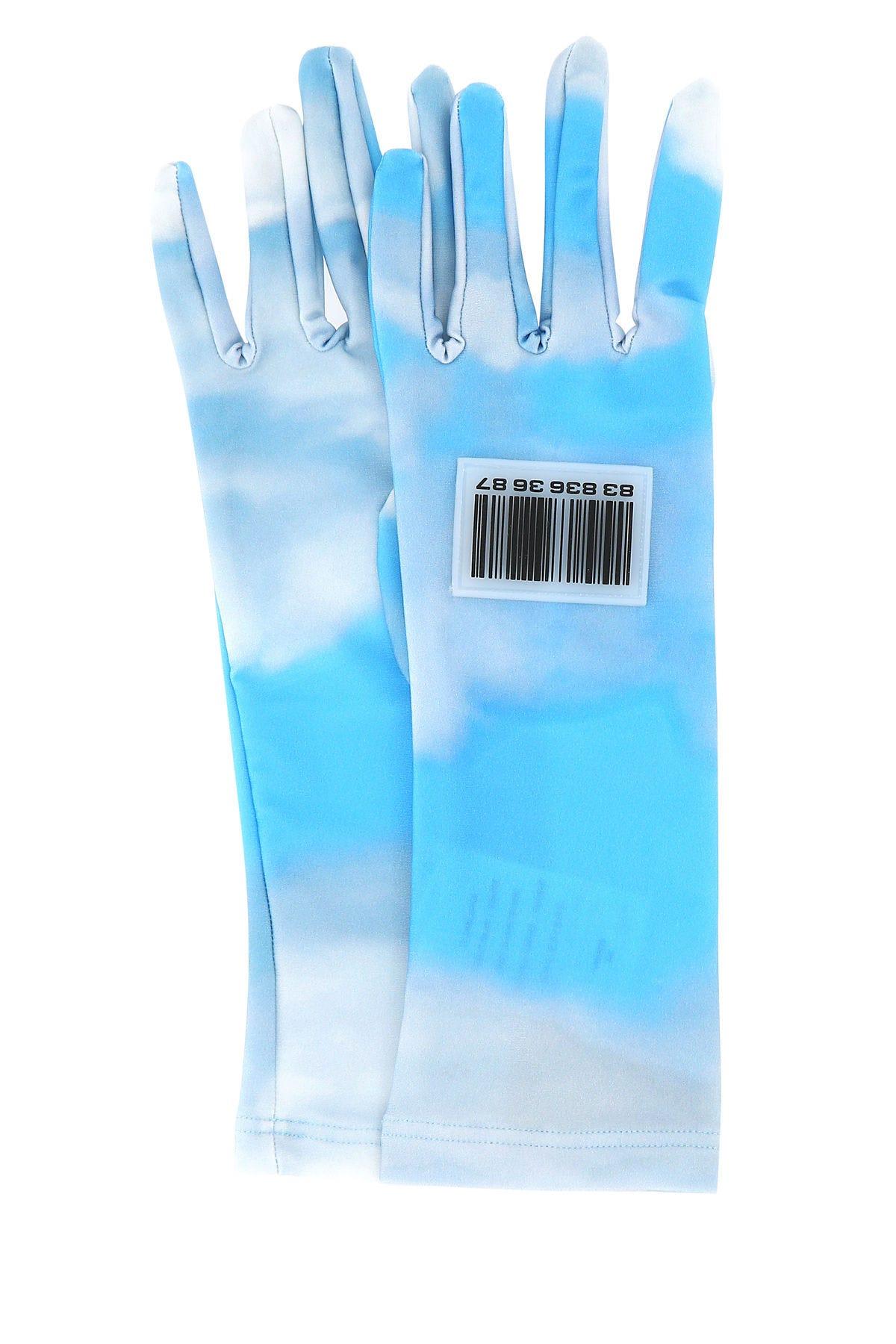 Vtmnts Printed Stretch Nylon Gloves In Blue