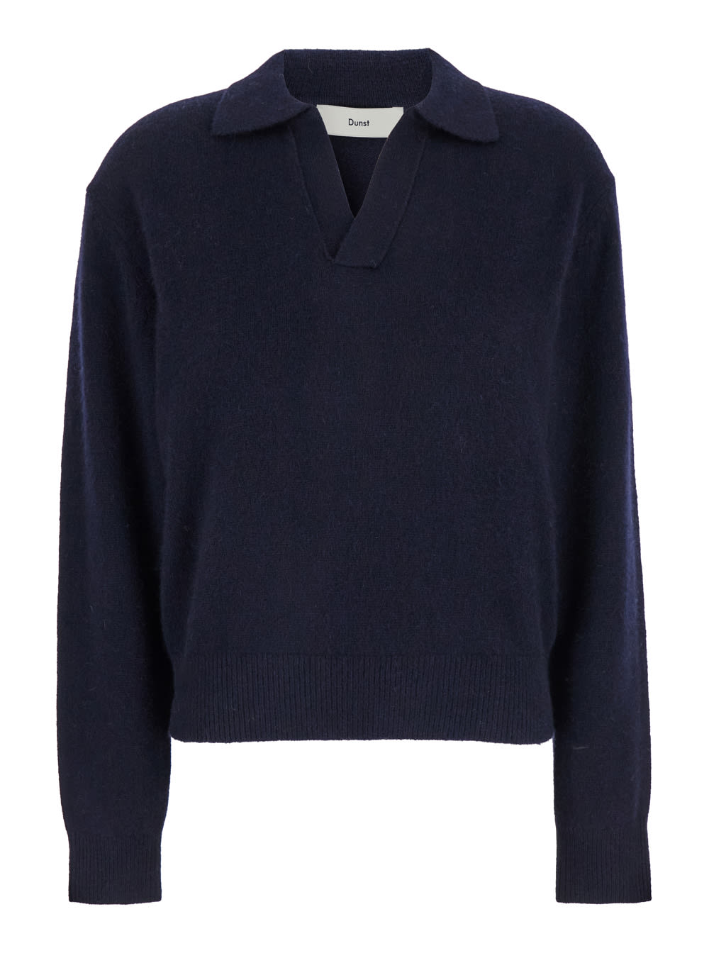 Blue Sweater With Classic Collar And V-neck In Wool Blend Woman