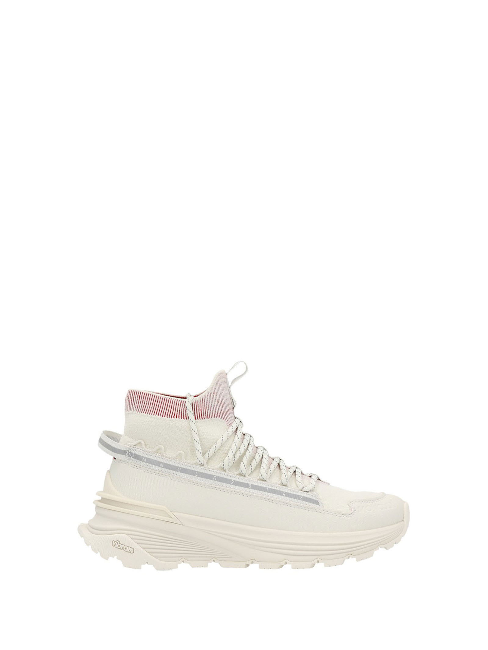 Moncler High-top Sneakers Light Runner Fabric Mix In Avorio
