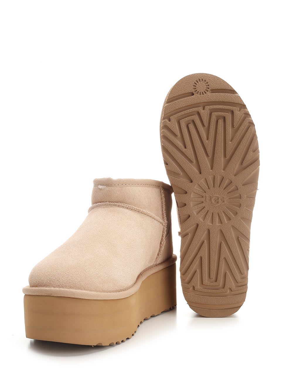 Shop Ugg Ultra Mini Platform Ankle Boots In Beige