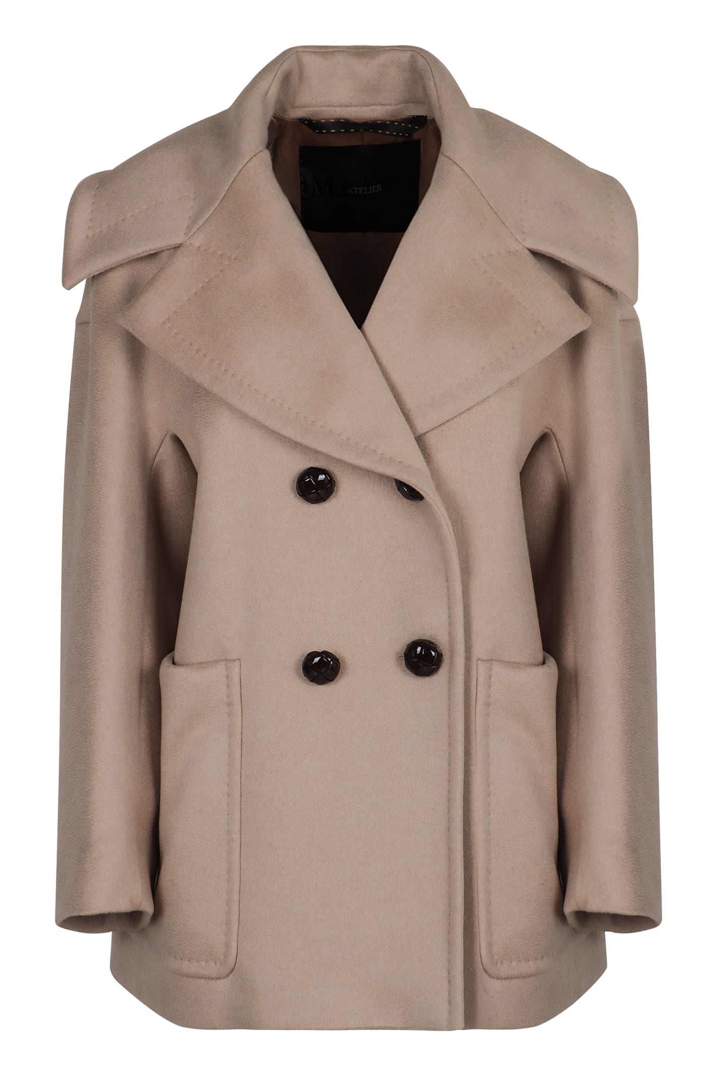 Max Mara Double-breasted Coat In Cashmere In Neutral