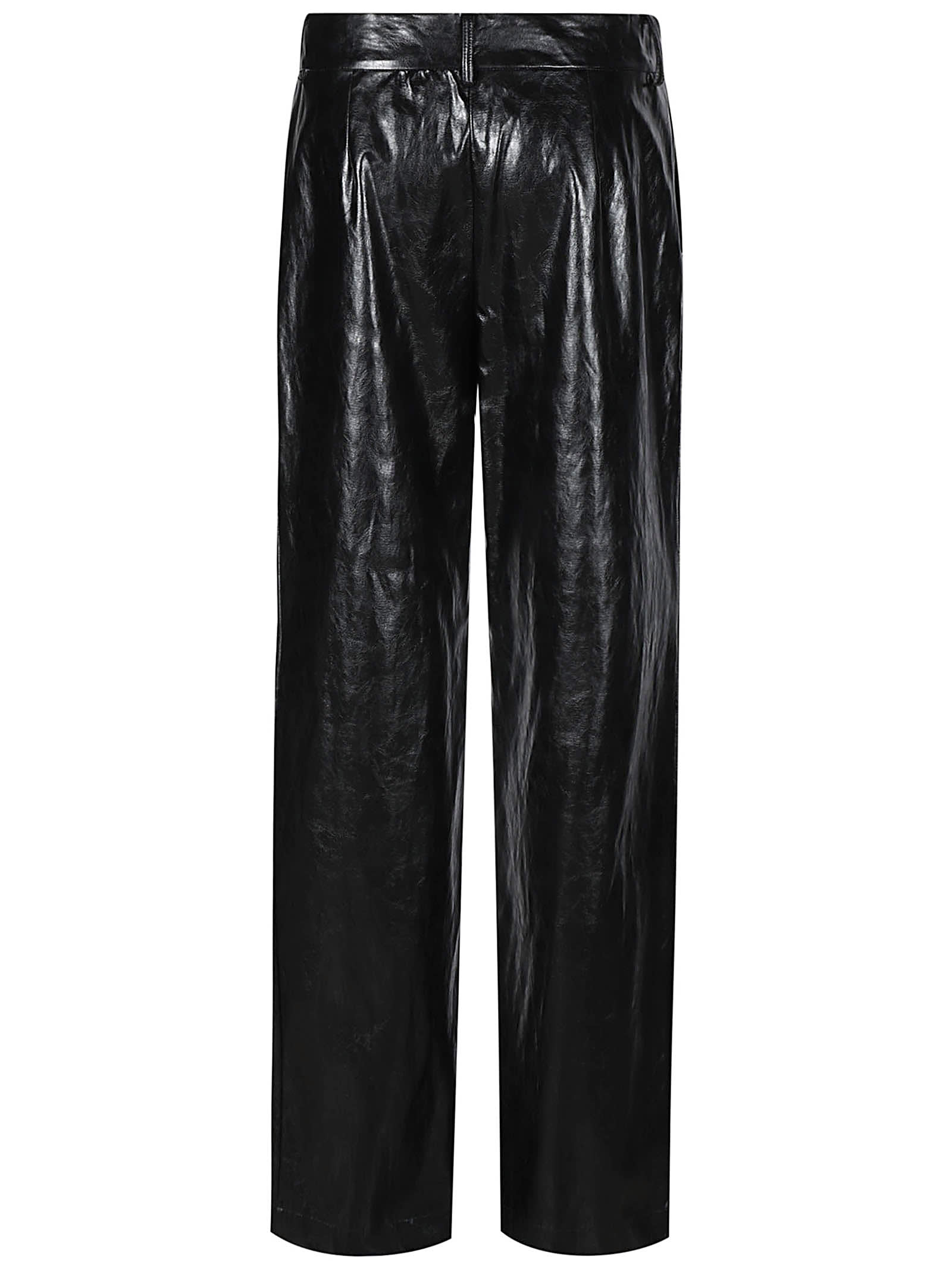 Shop Federica Tosi Classic Wide Leg Shiny Trousers In Black