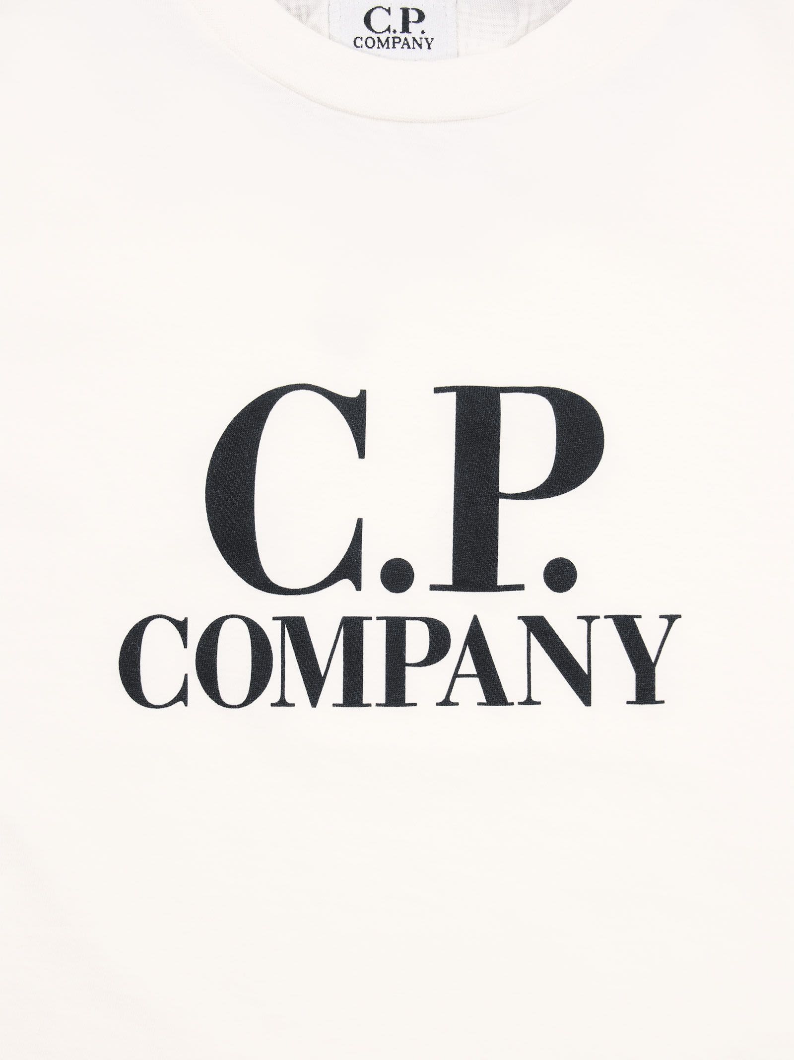 Shop C.p. Company U16 - Jersey Logo T-shirt In White