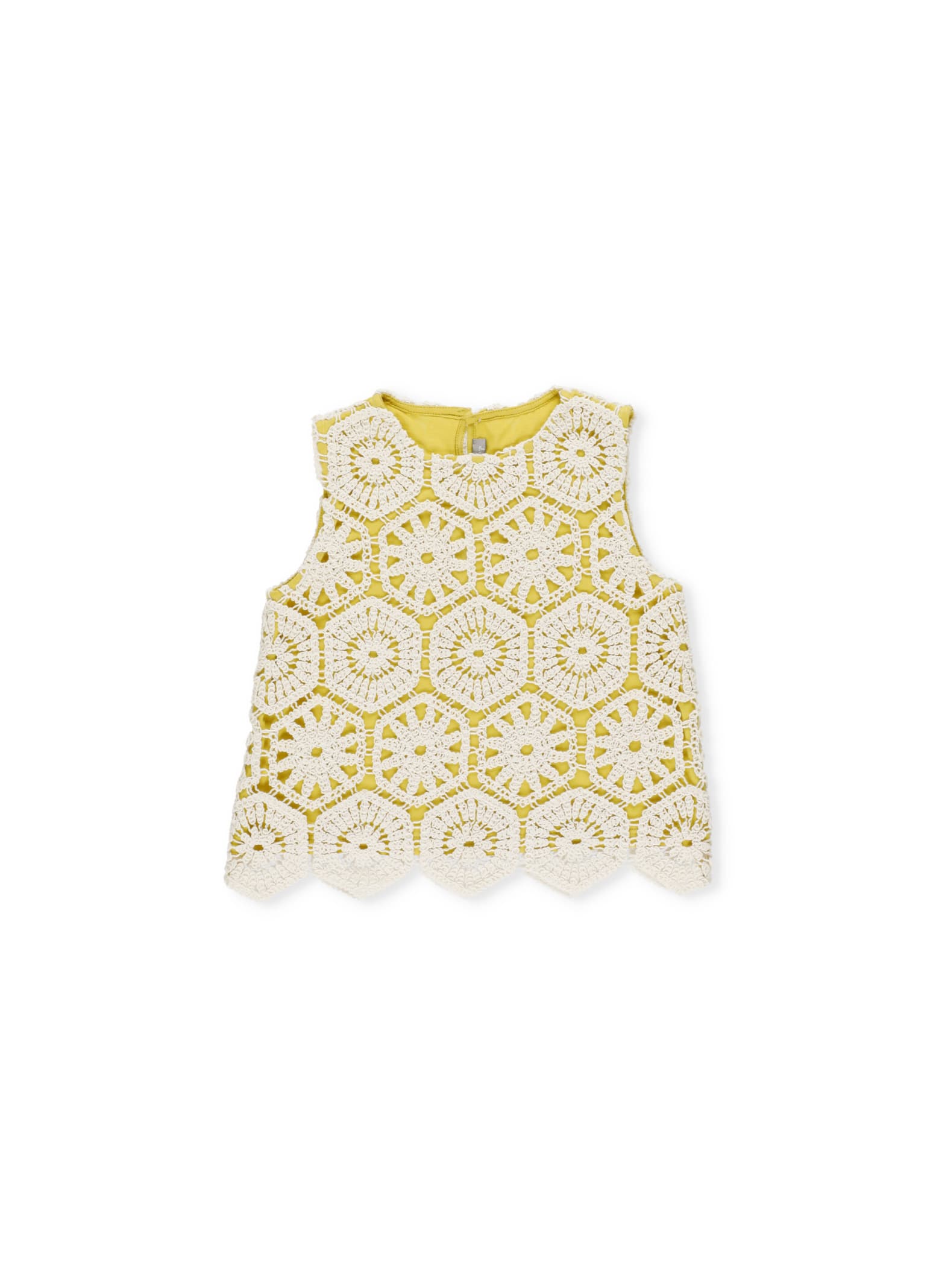 Il Gufo Crochet Effect Top Lined In Contrasting Color