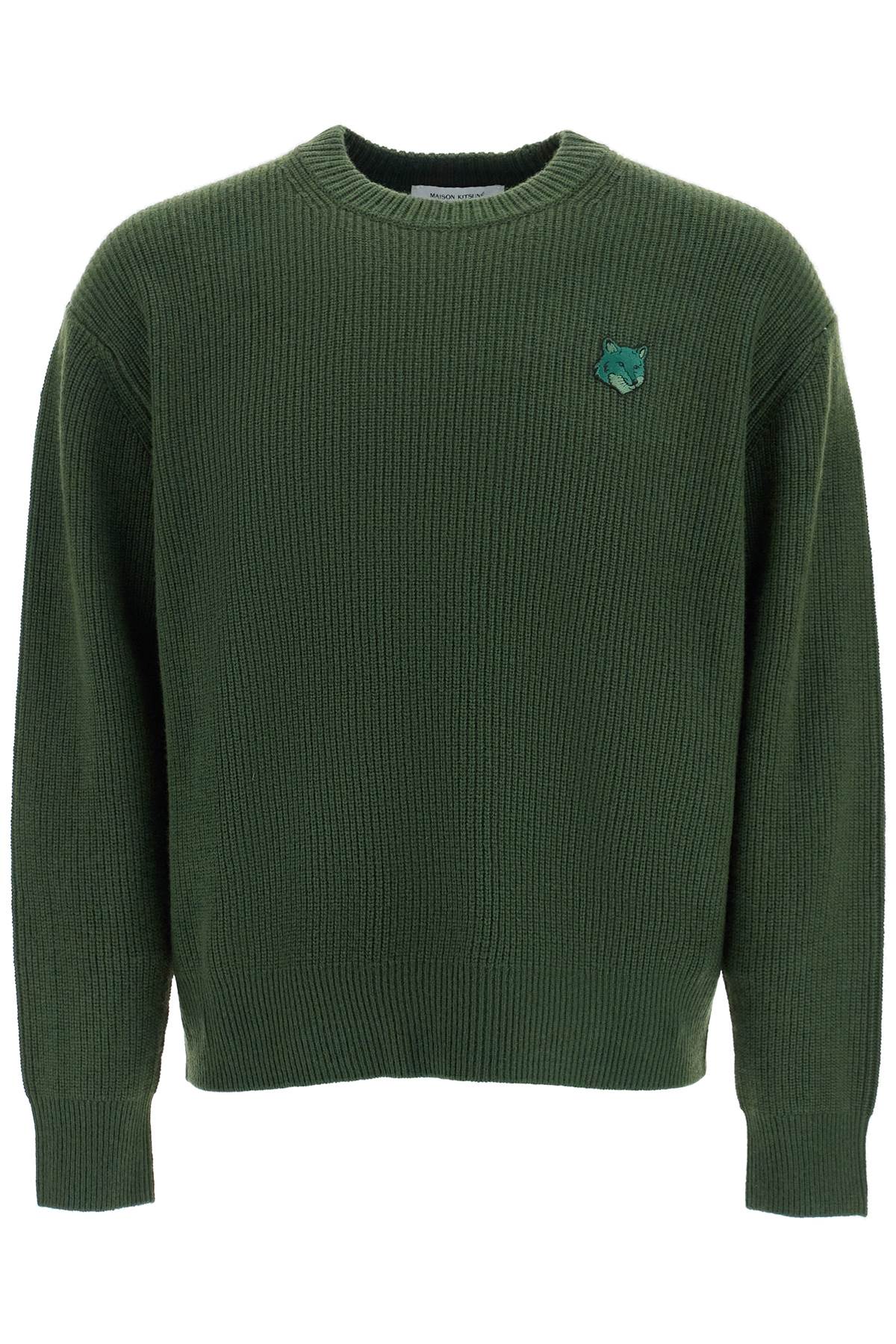 Maison Kitsuné Ranger Green Wool And Viscose Sweater With Fox Patch