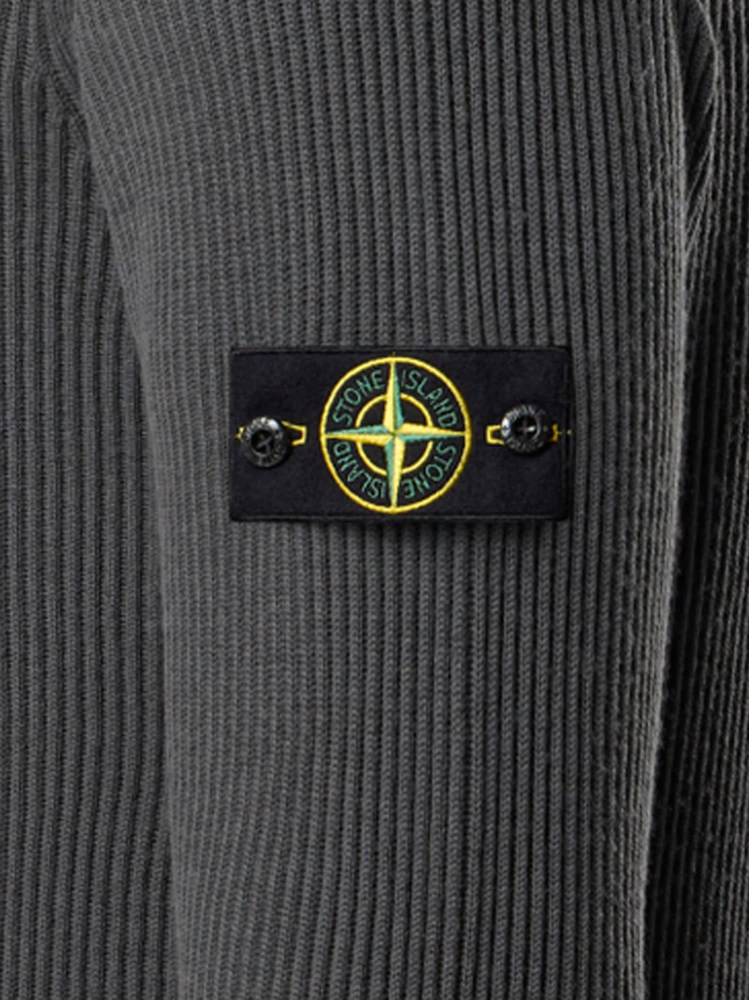 Stone Island Virgin Wool Turtleneck Sweater With Long Sleeves In Gray