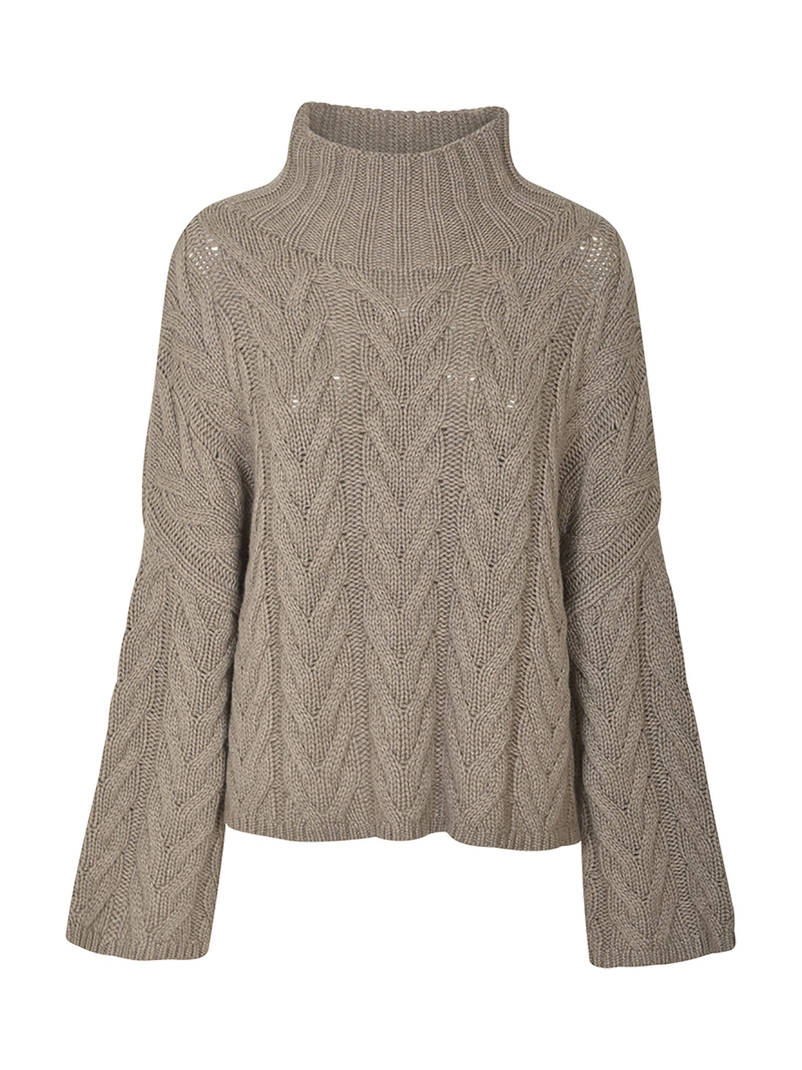 High-neck Patterned Woven Sweater