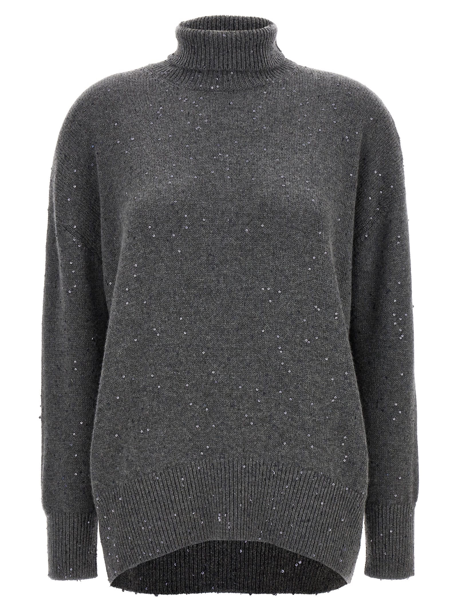 Shop Brunello Cucinelli Sequin Sweater In Gray