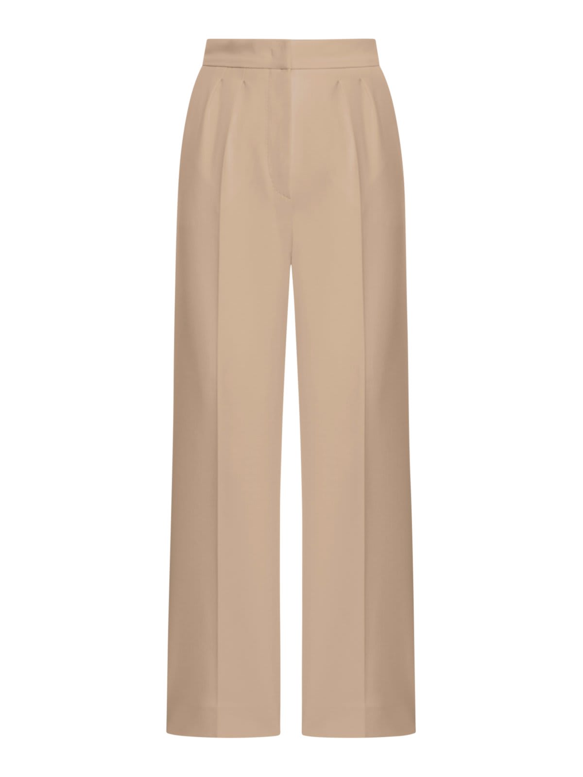 Shop Max Mara High Waisted Straight-leg Pants In Nocciola