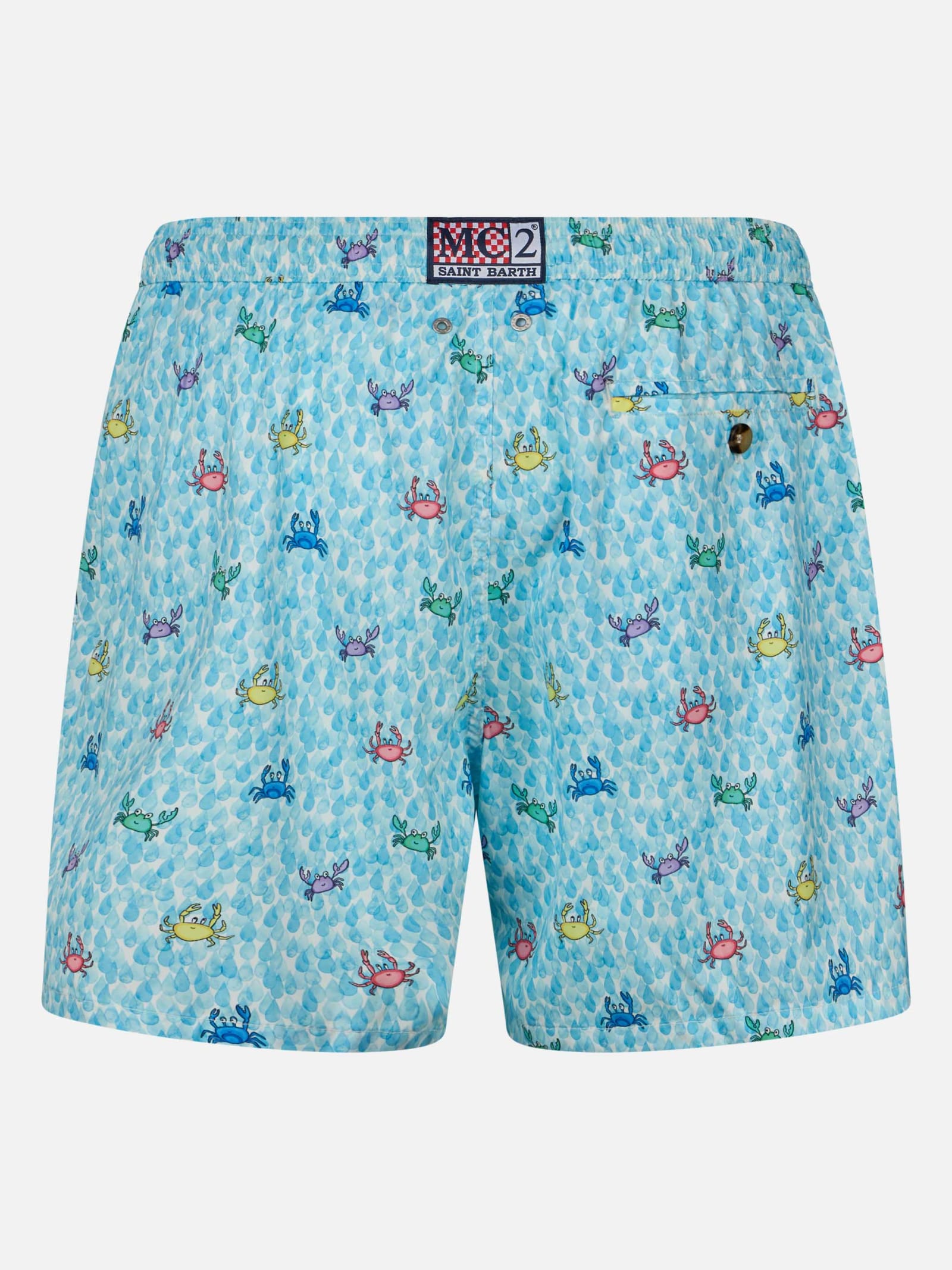 Shop Mc2 Saint Barth Comfort Light Classic Stretch Swim Shorts With Crabs Print In White