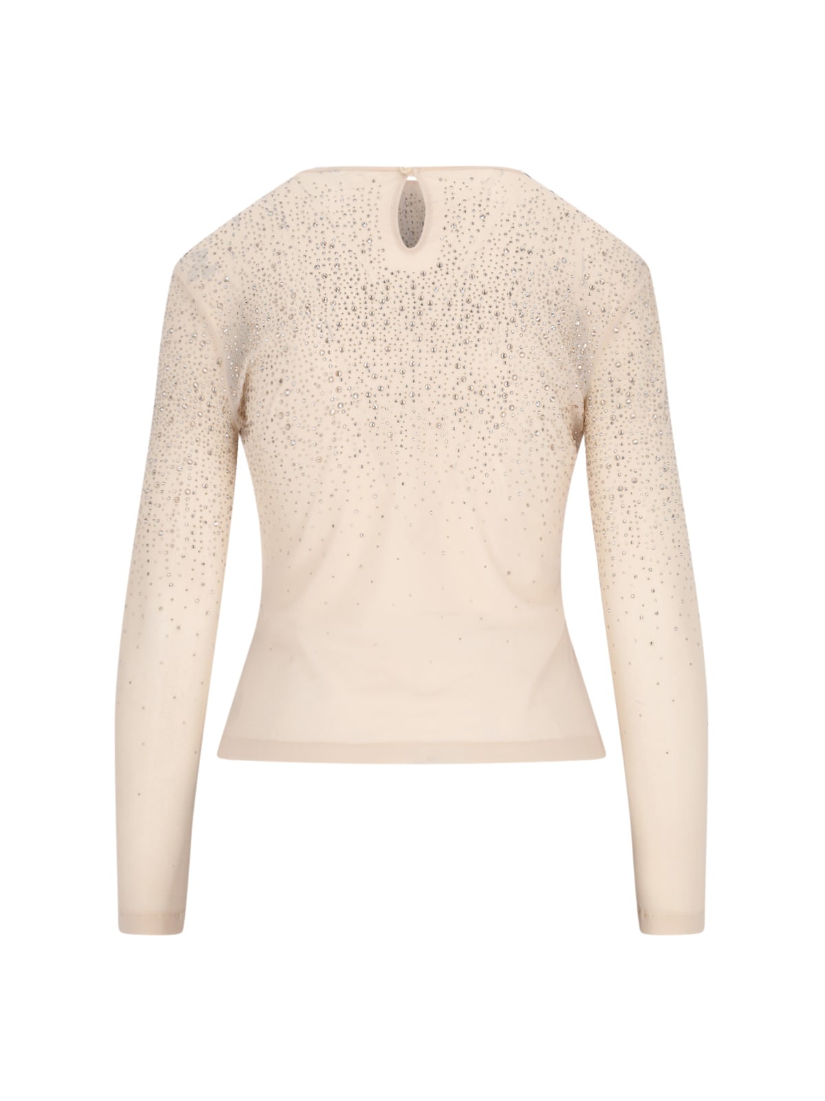 Shop Ermanno Scervino Rhinestones Detail Crop Top In Beige