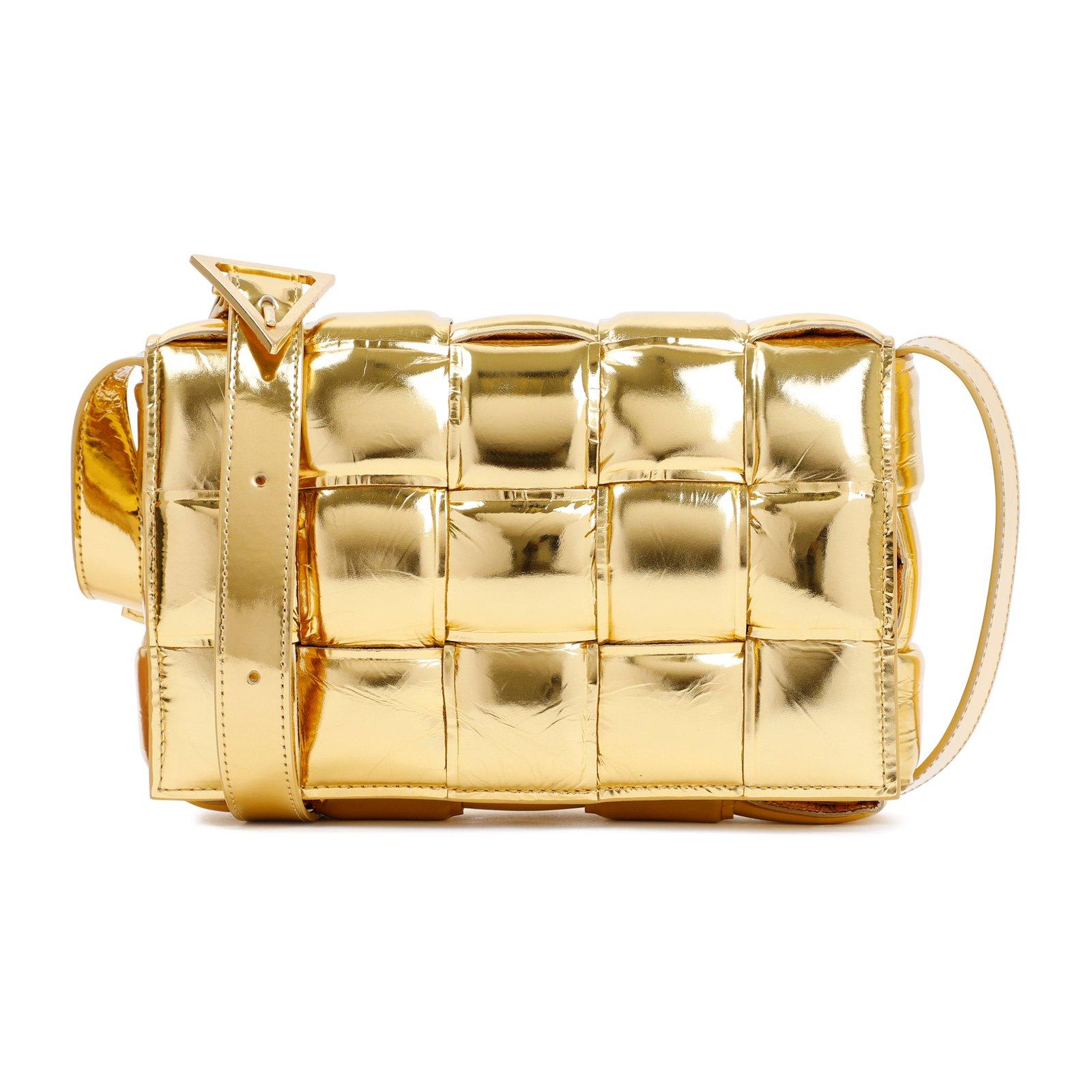 Shop Bottega Veneta Padded Cassette Crossbody Bag In Golden