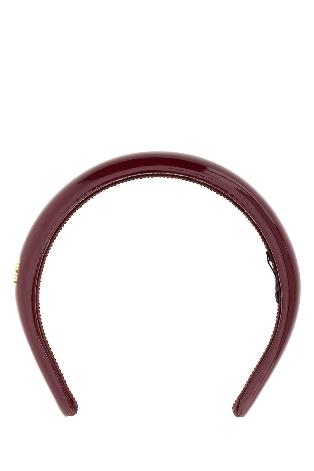 Miu Miu Tyrian Purple Leather Headband In Brown