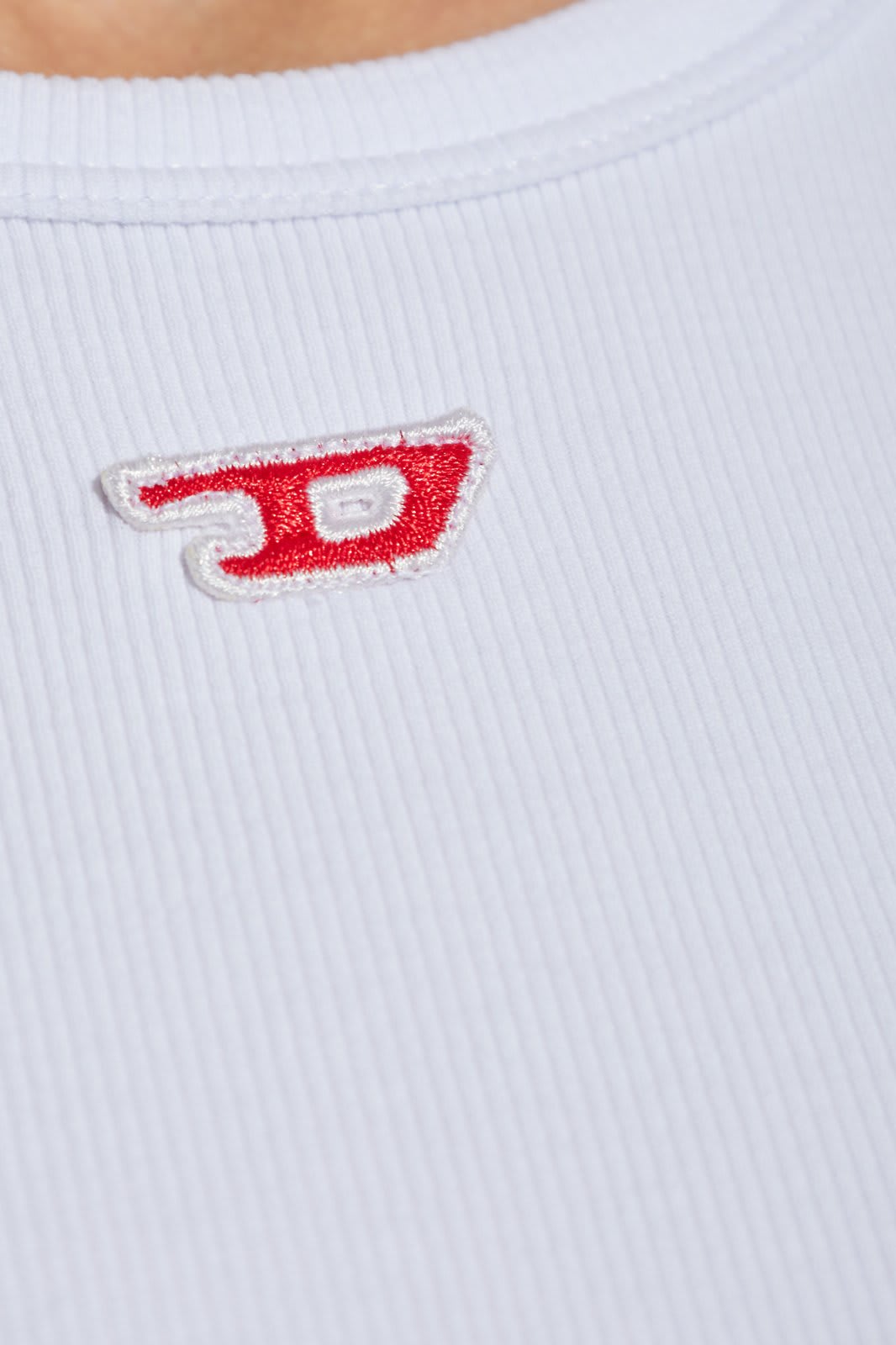 Diesel White Stretch Cotton T-shirt With Logo In Bianco