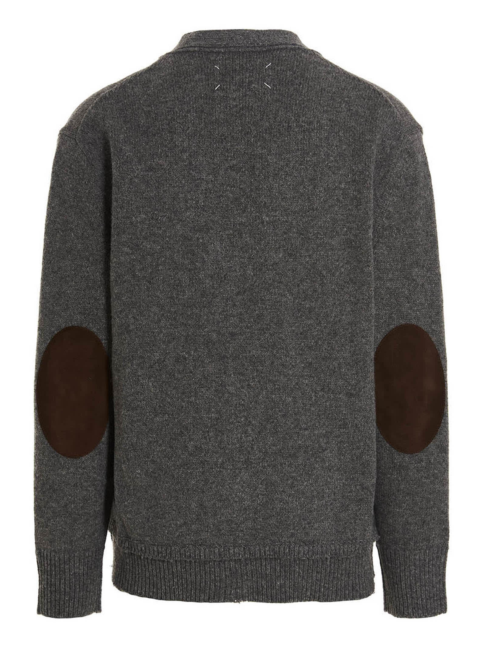 Shop Maison Margiela Logo Cardigan In Gray