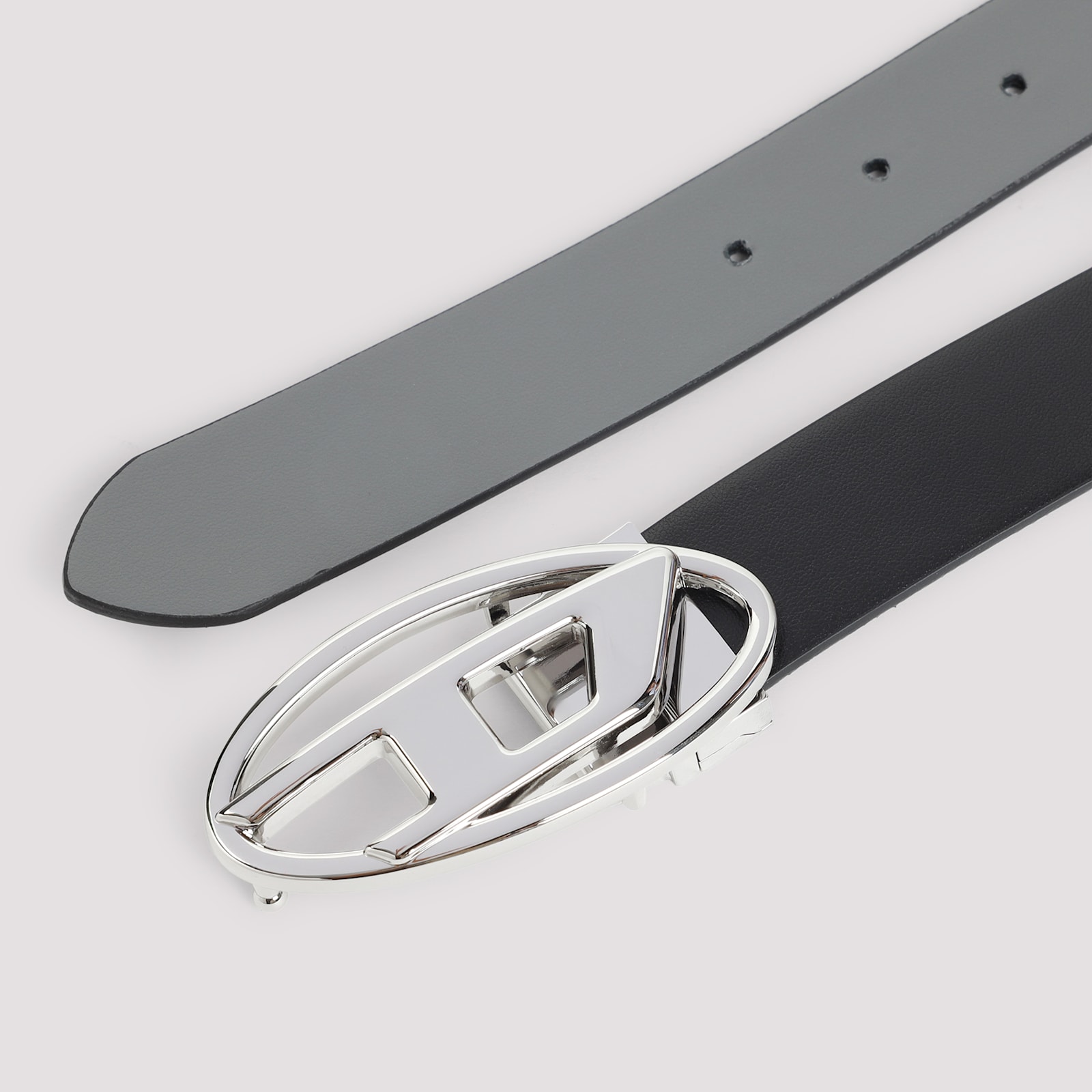 Diesel B-1 Dr Reversible Belt With Logo In Black