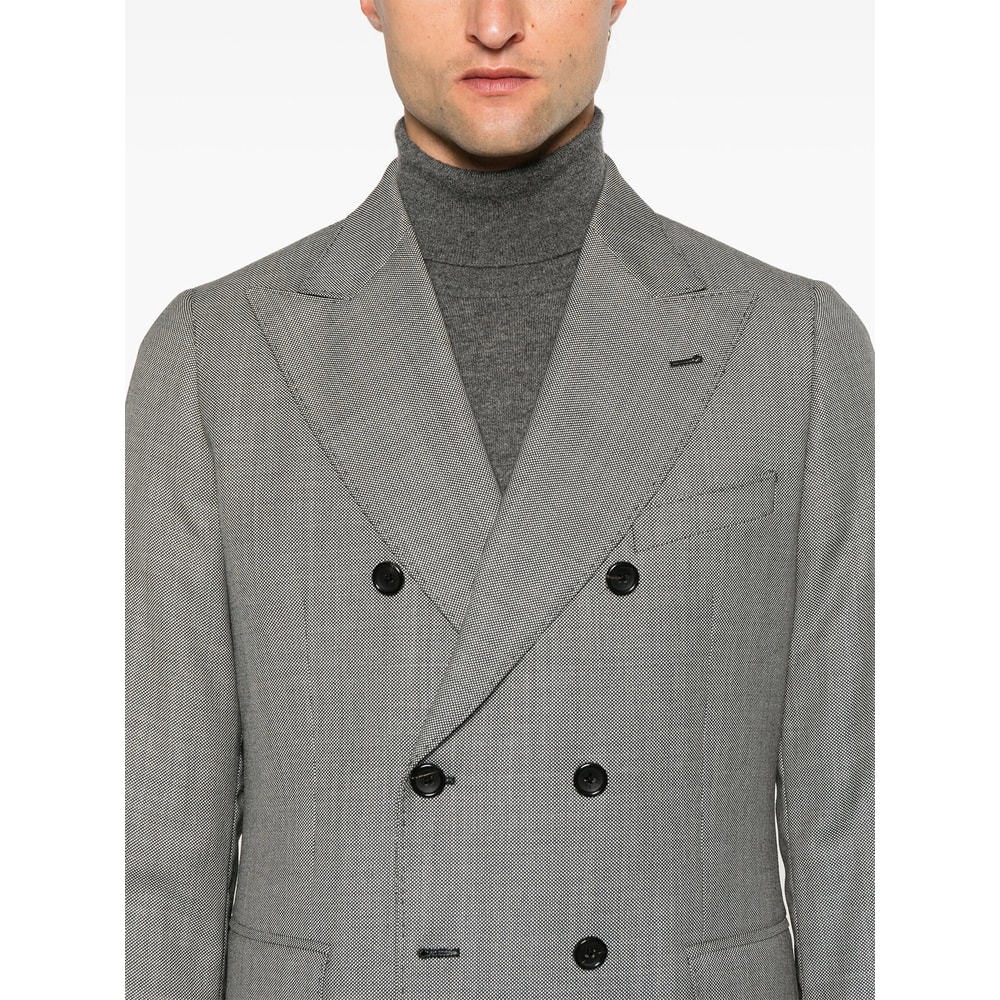Reveres 1949 Double-breasted Checked-pattern Suit In Gray