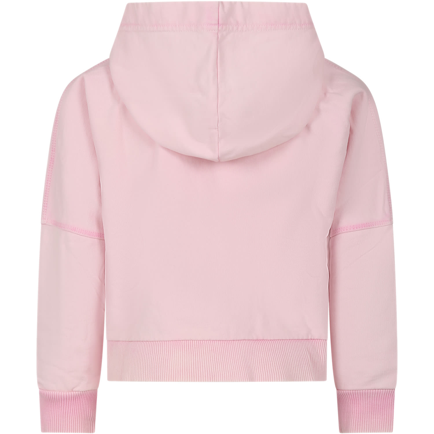 Shop Diesel Pink Sweatshirt For Girl With Hood And Logo Print