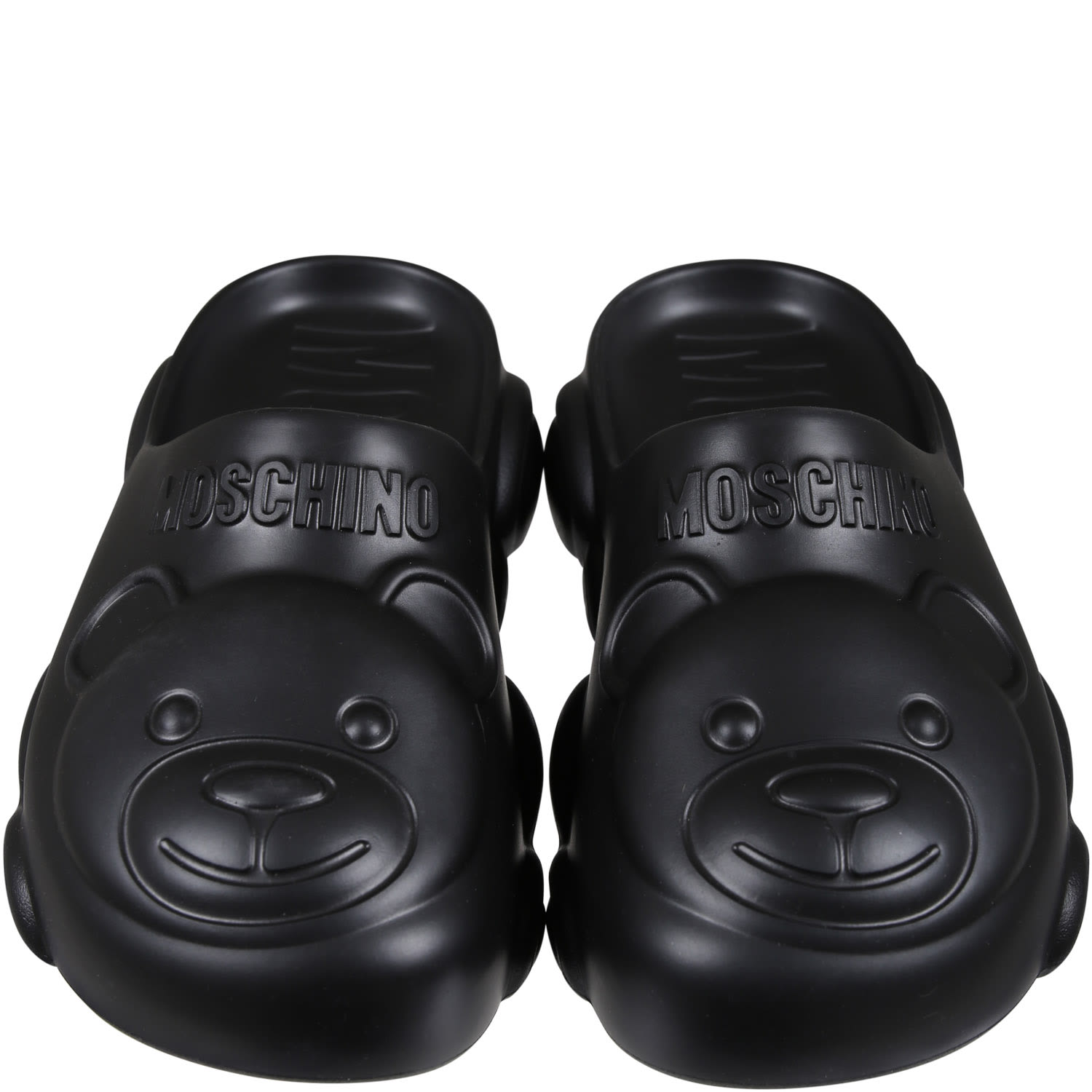 Shop Moschino Black Mules For Kids With Teddy Bear
