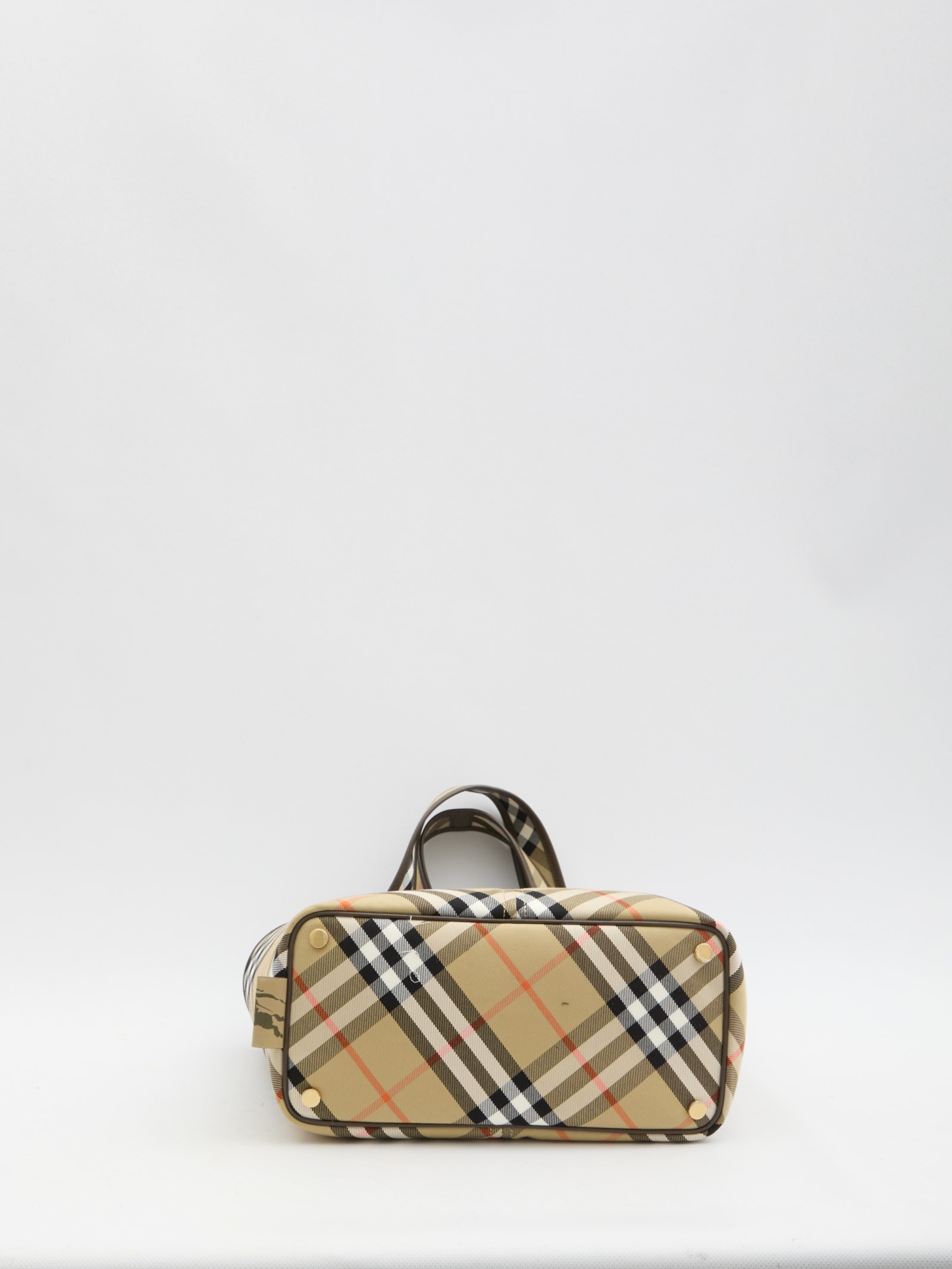 Shop Burberry Small Check Tote Bag In Beige