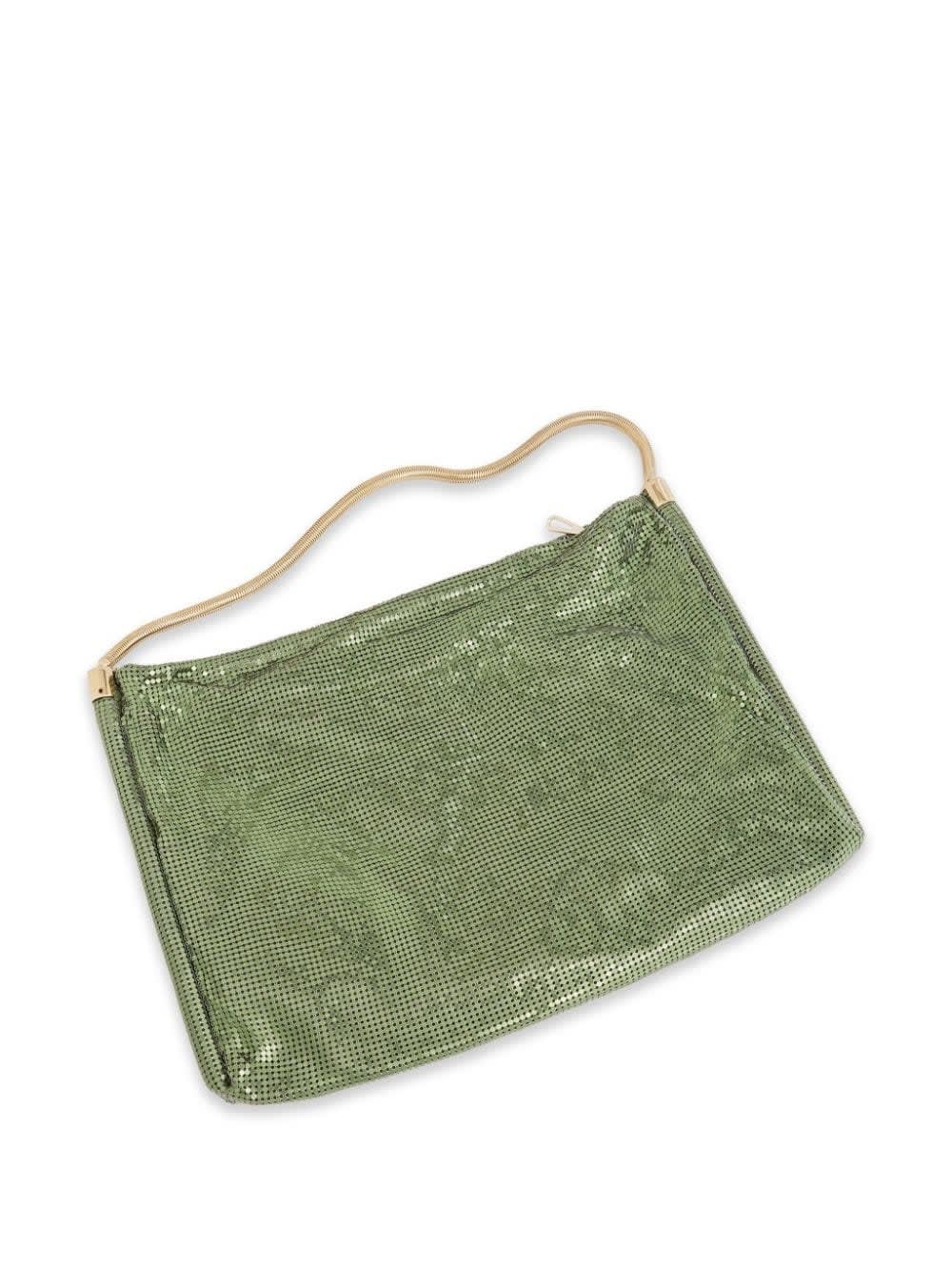 Shop Rabanne Green Mesh Tube Shoulder Bag
