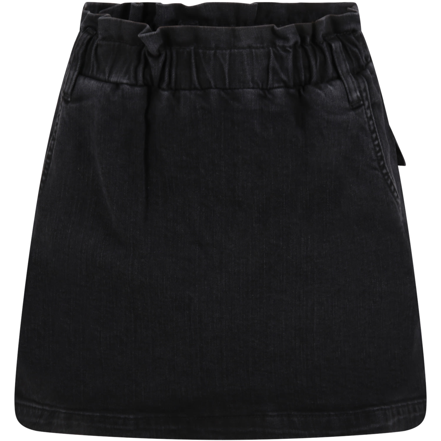 Douuod Black Skirt For Girl With Patch Logo