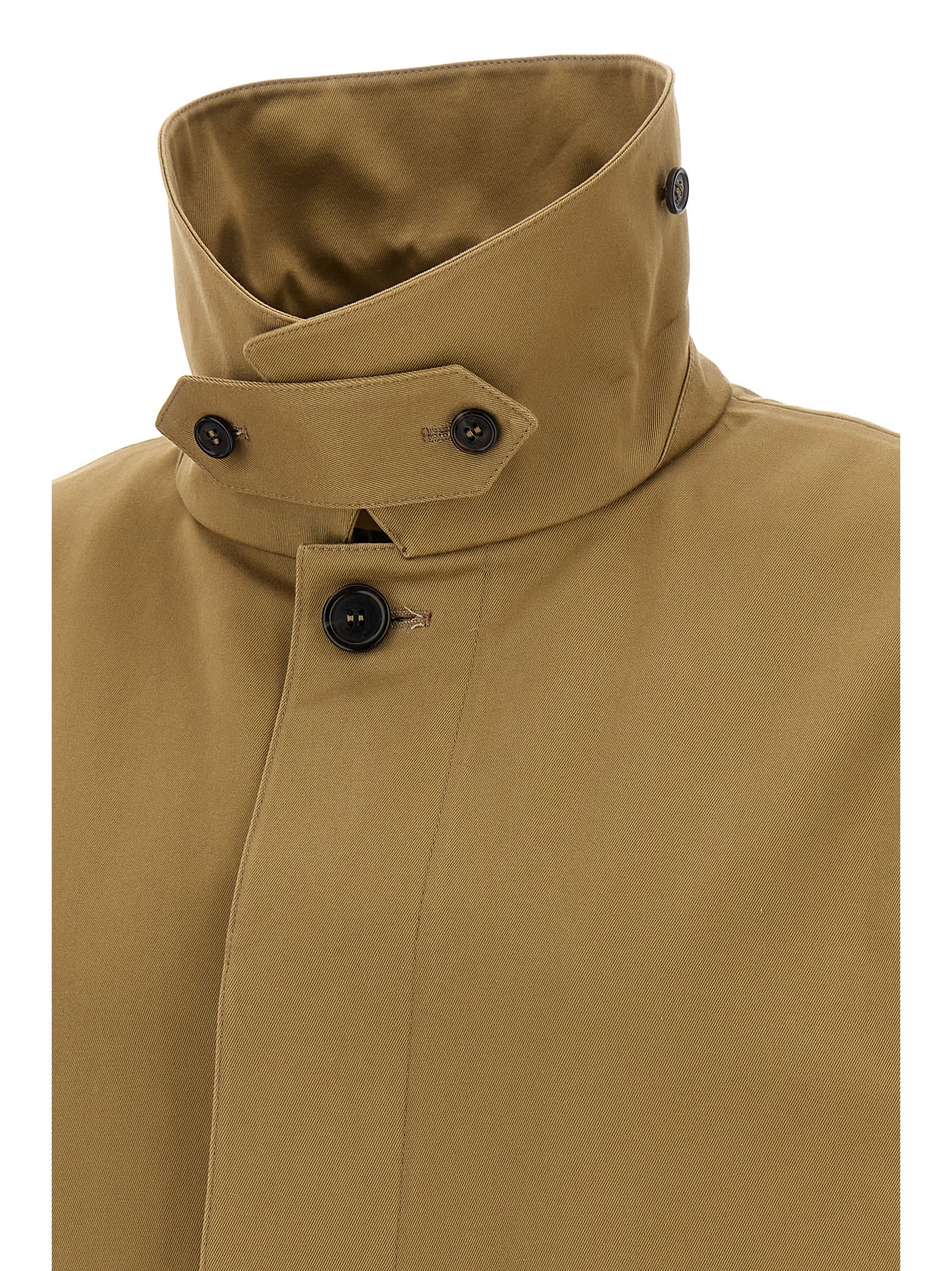 Saint Laurent Men's Mac Gabardine Coat In Brown