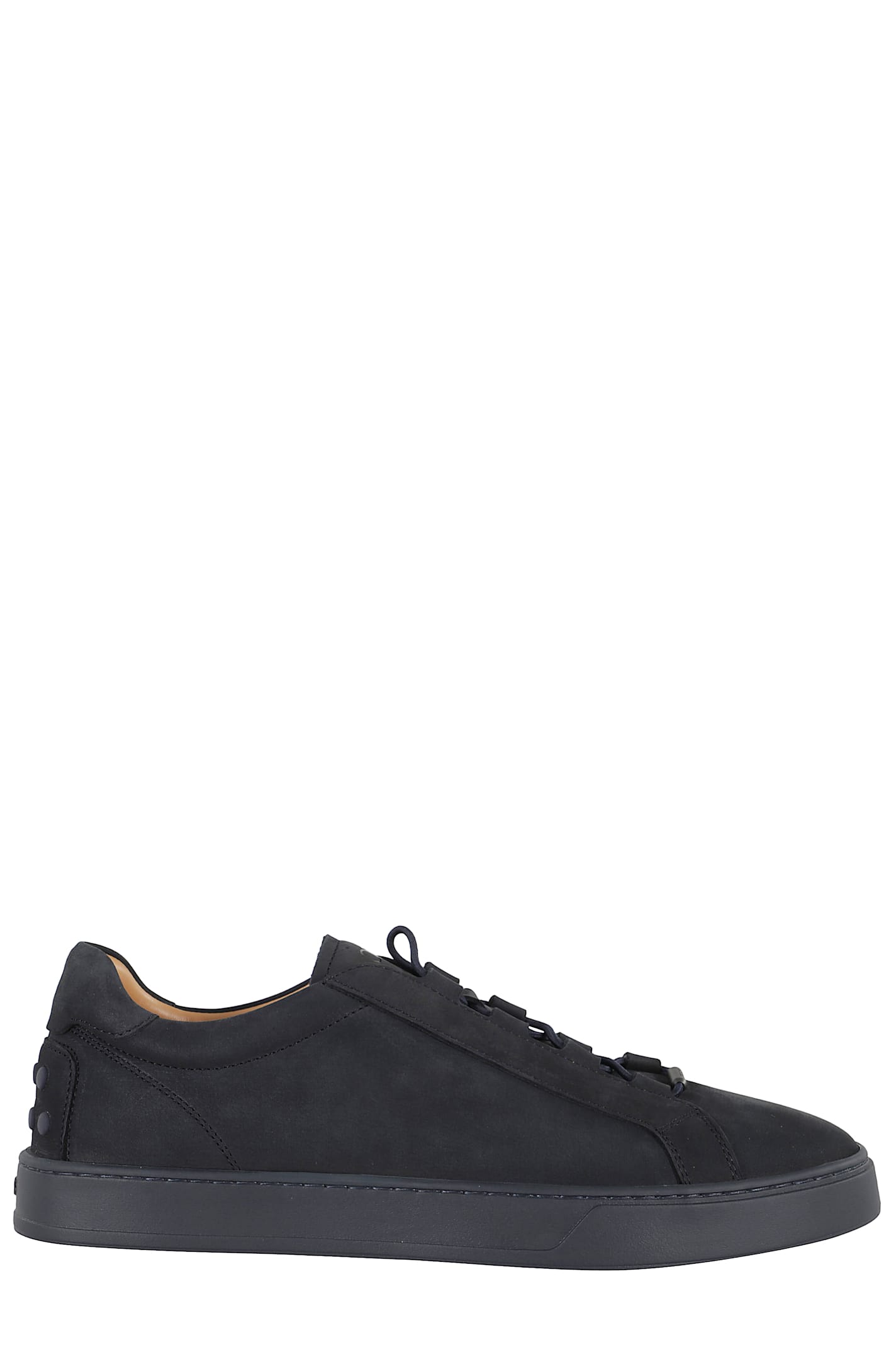 Tod's Low Top Suede Sneakers With Round Toe In Black