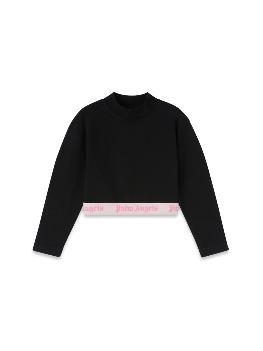 Shop Palm Angels Logo Band Top L/s In Black