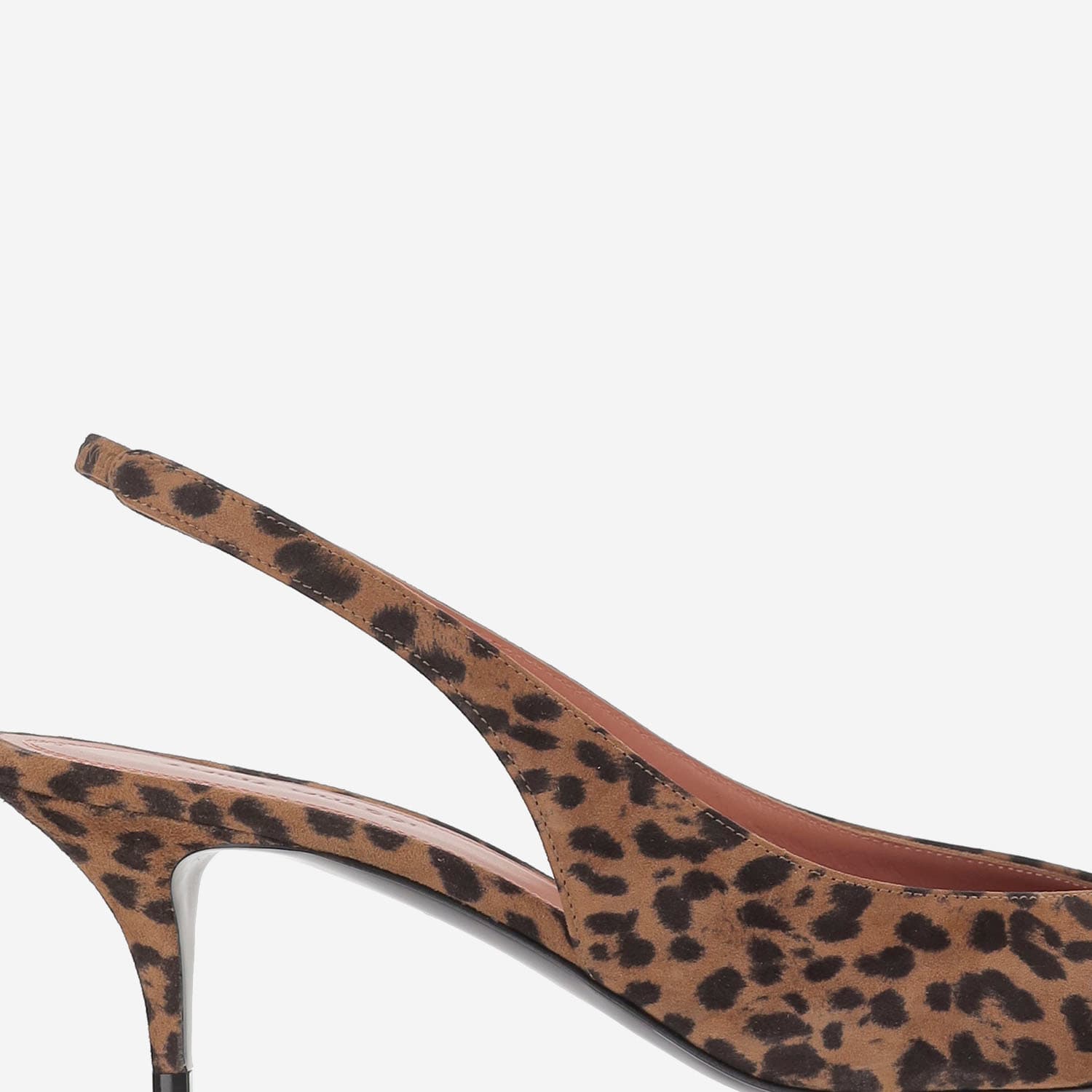 Amina Muaddi Anok Suede Slingback In Animal Print