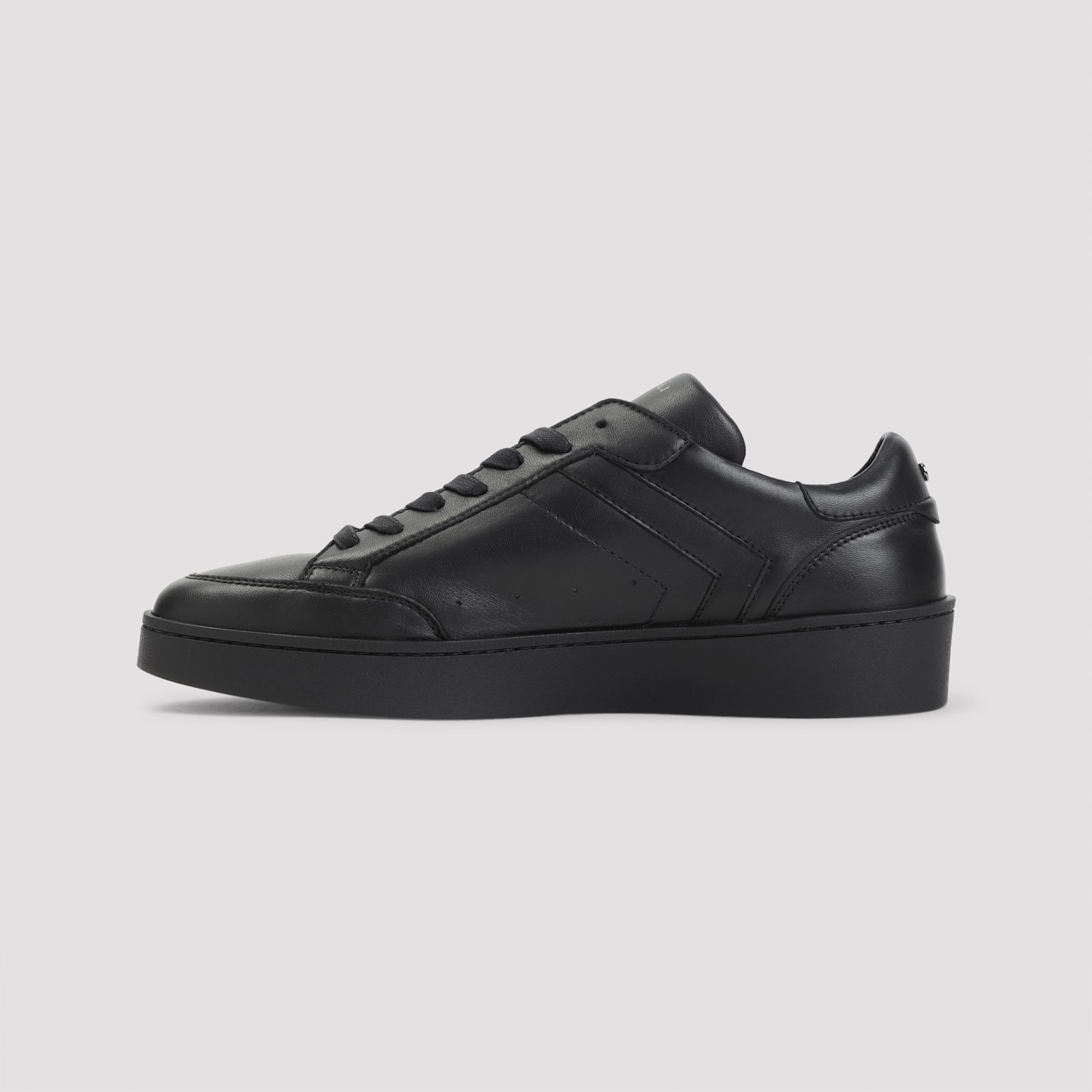 Canali Refined Black Sneakers With Durable Rubber Sole In Black