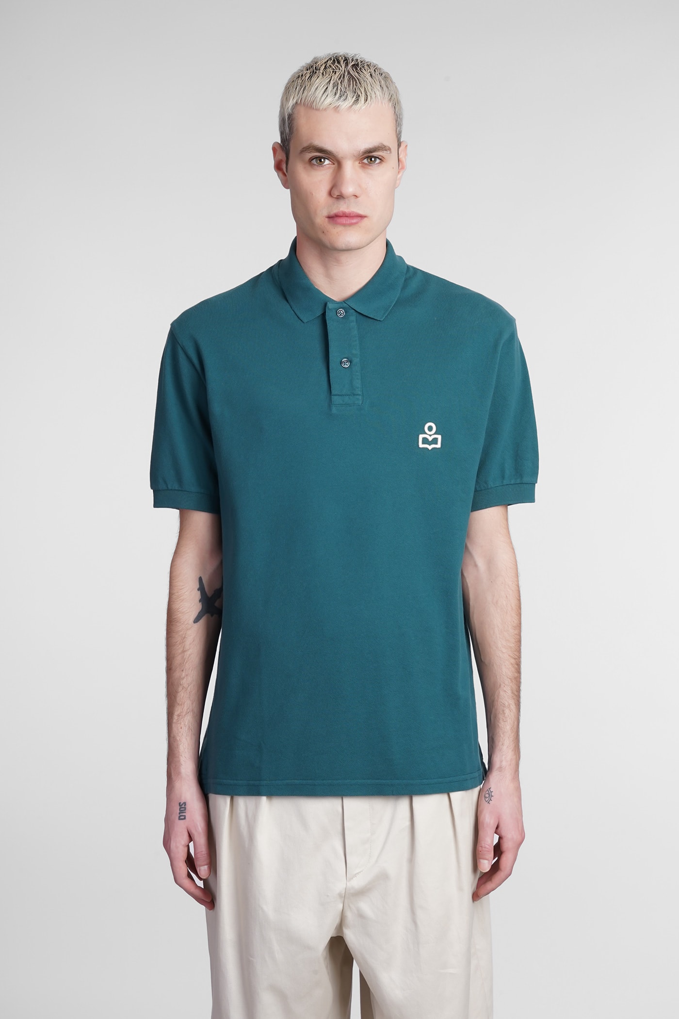 ISABEL MARANT AFKO POLO IN GREEN COTTON