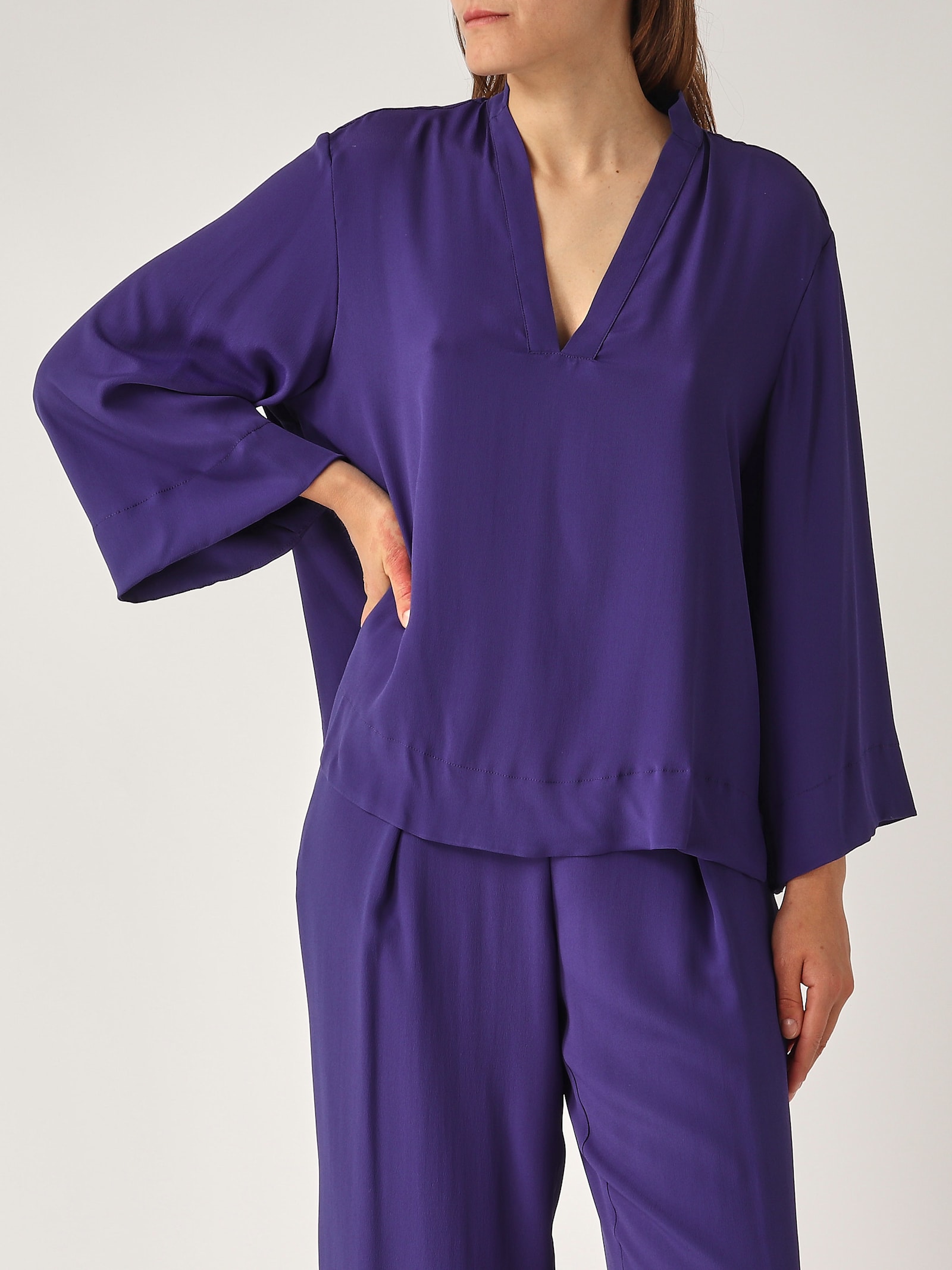 Maliparmi Camicia Fluid Crepe Shirt In Purple