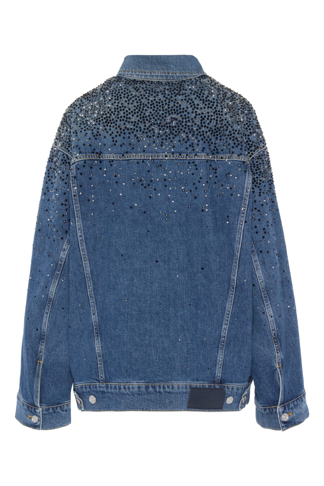 Shop 7 For All Mankind Oli Trucker Candy With Faded Crystals In Mid Blue