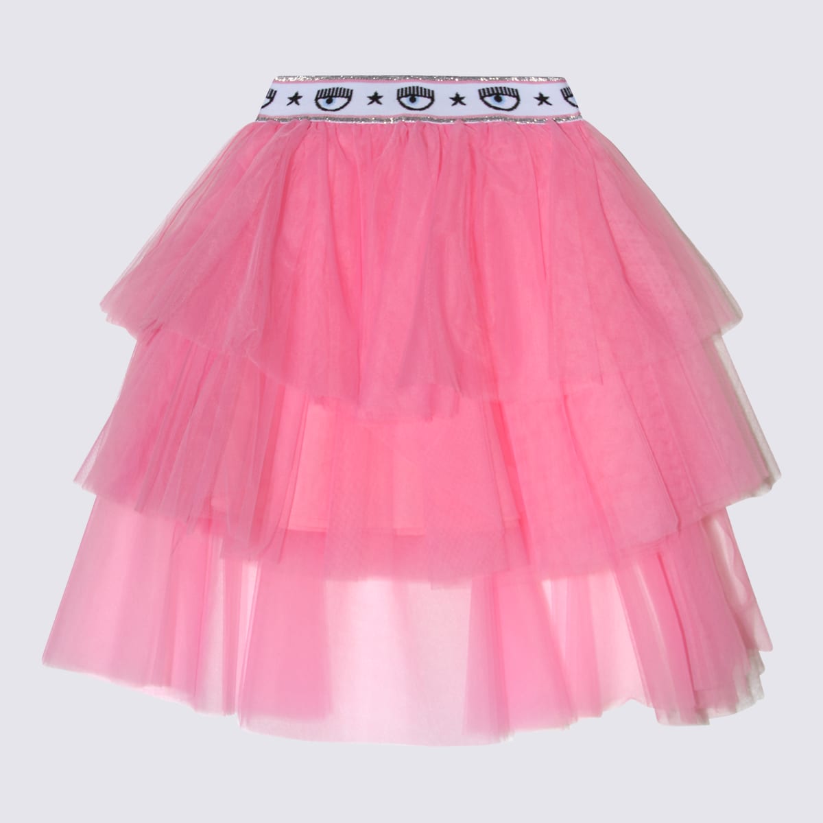 Shop Chiara Ferragni Sachet Pink Tulle Eye Star Skirt