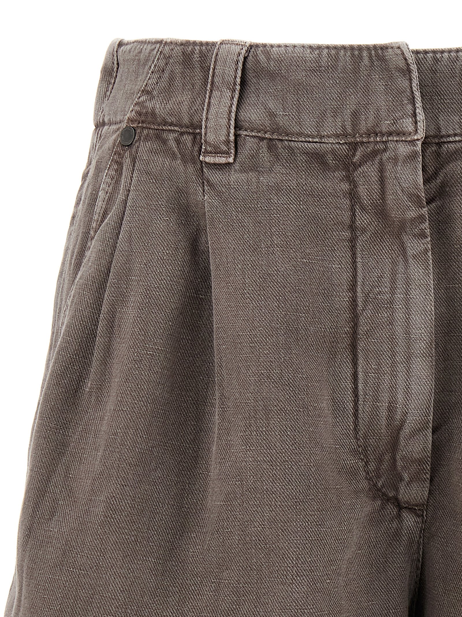 Shop Brunello Cucinelli Linen Cotton Shorts In Brown