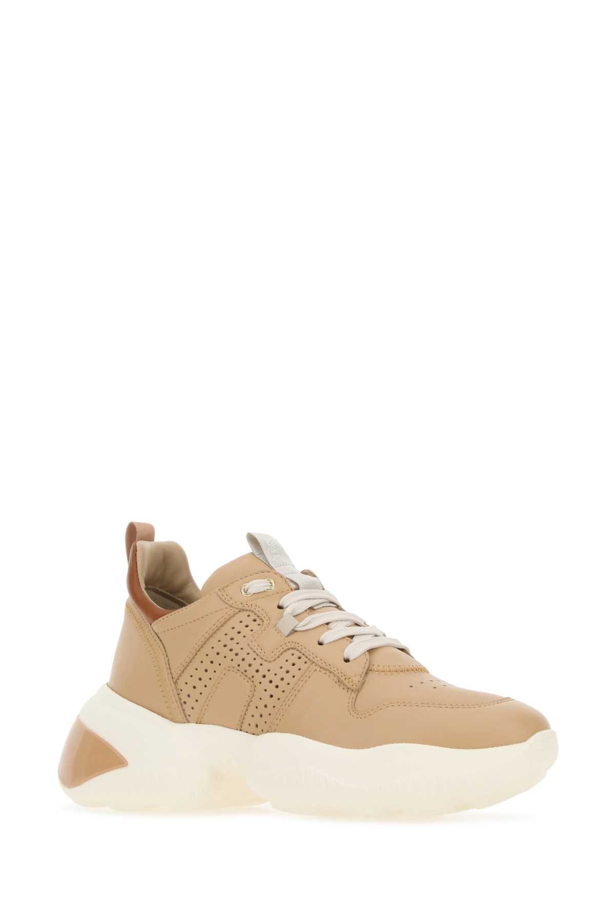 Shop Hogan Camel Leather Interaction Sneakers In 078z