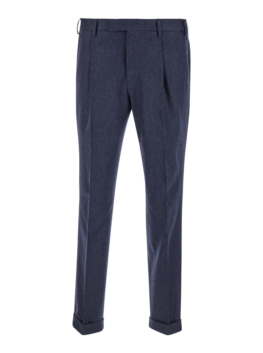 Shop Pt Torino Dark Blue Slim Pants With Concealed Closure In Fabric Man