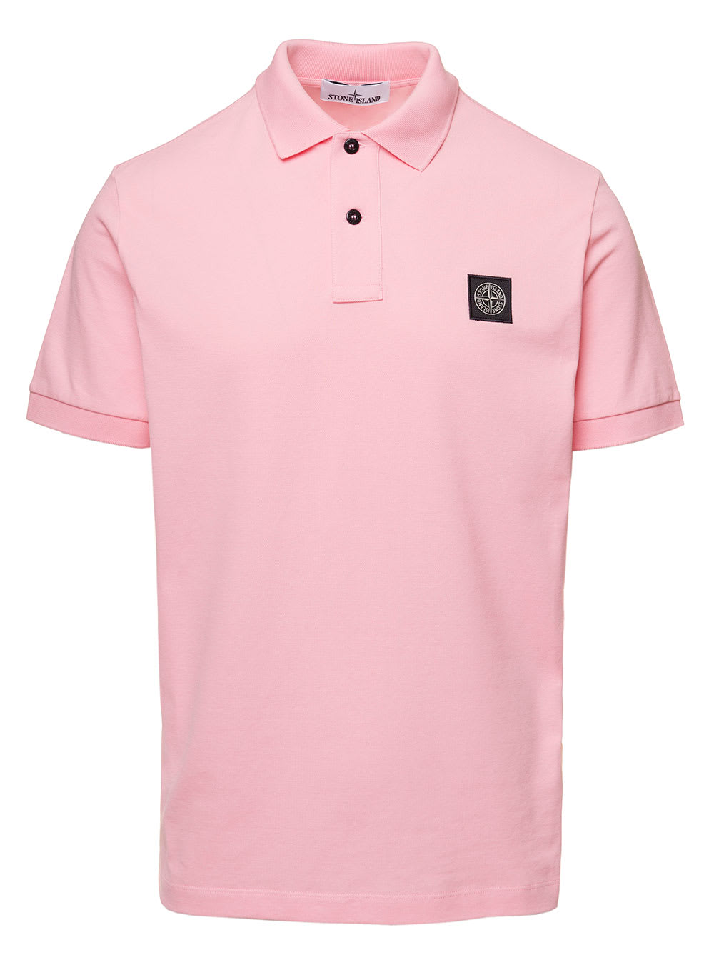 STONE ISLAND PINK POLO WITH PATCH LOGO IN STRETCH COTTON MAN STONE ISLAND