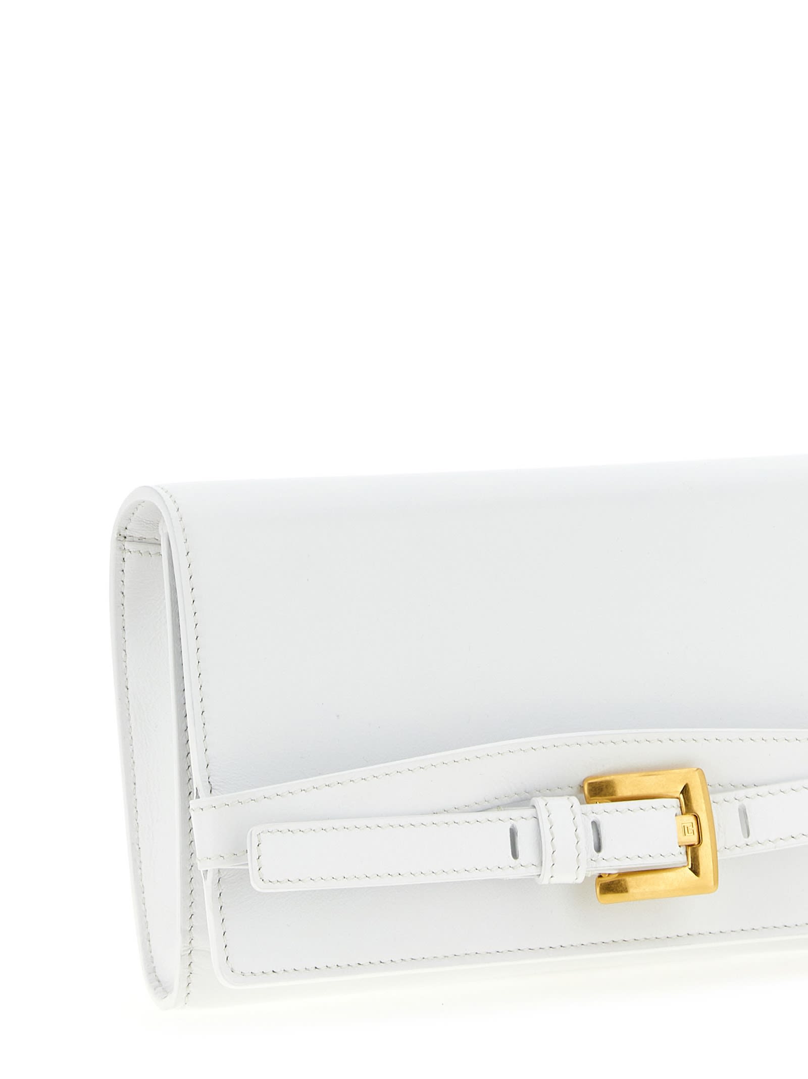 Balmain Shuffle Wallet Chain Strap Buckle Detail In White