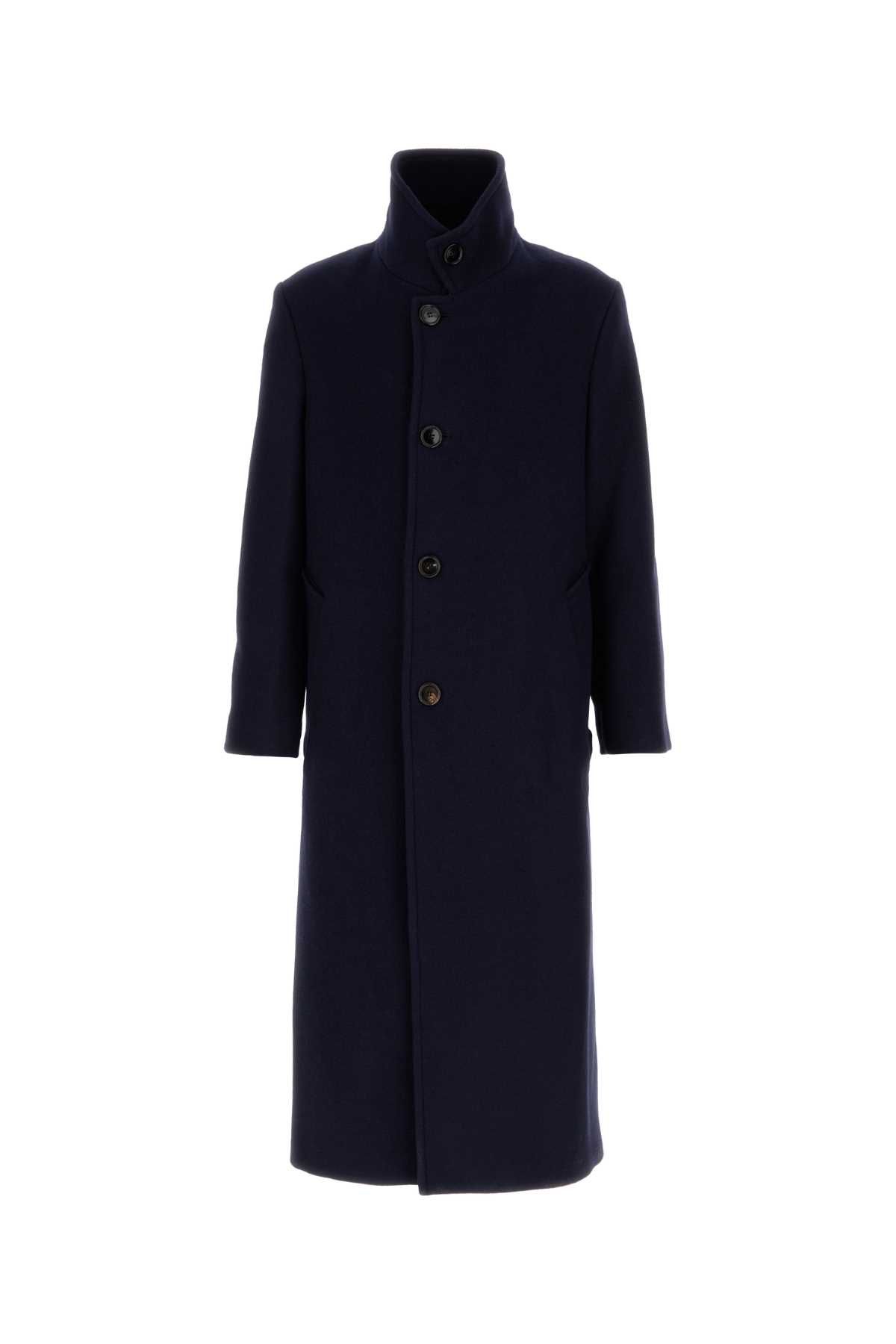 Shop Ami Alexandre Mattiussi Midnight Blue Wool Coat In Navyblue