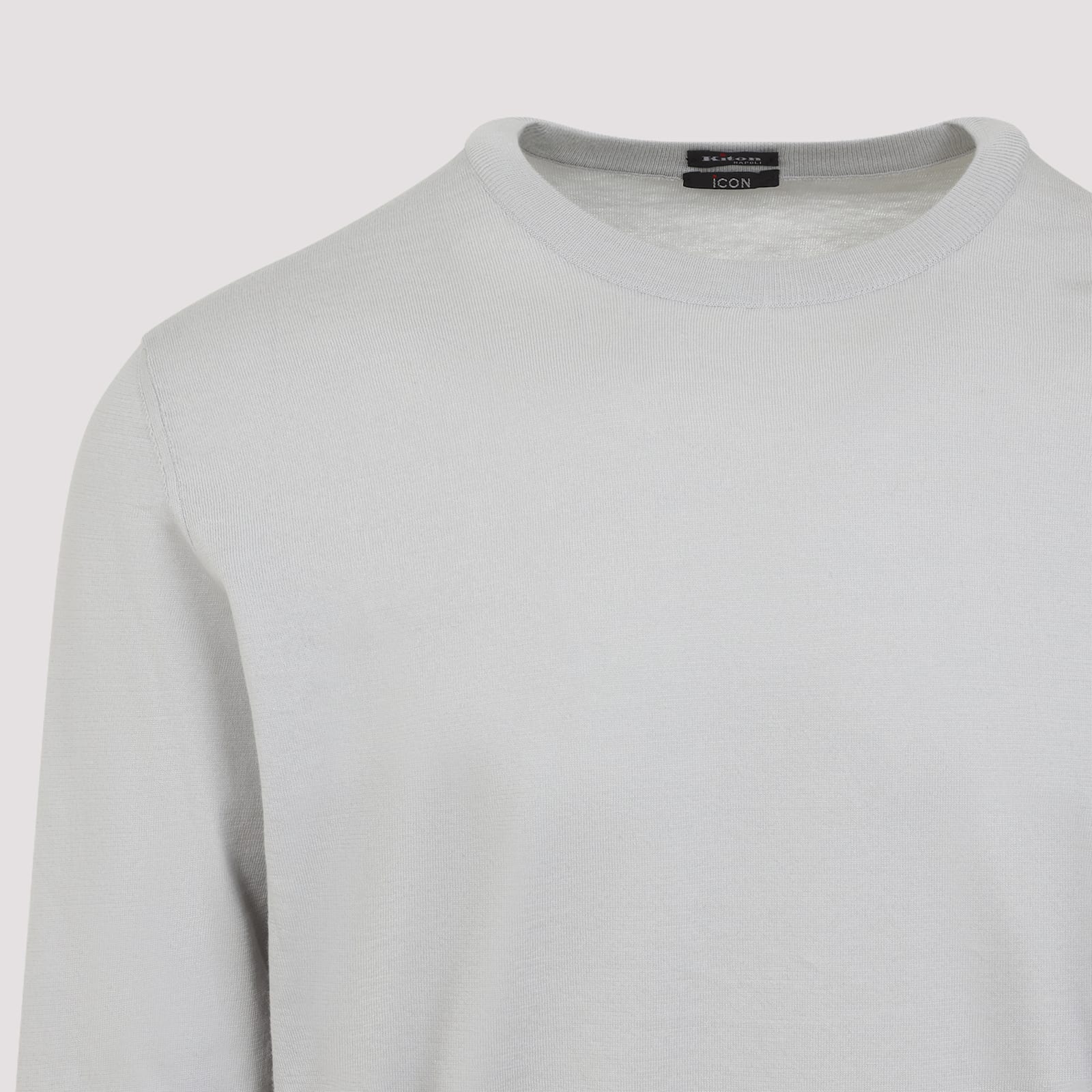 Shop Kiton Cotton Pullover In Grigio Ghiaccio
