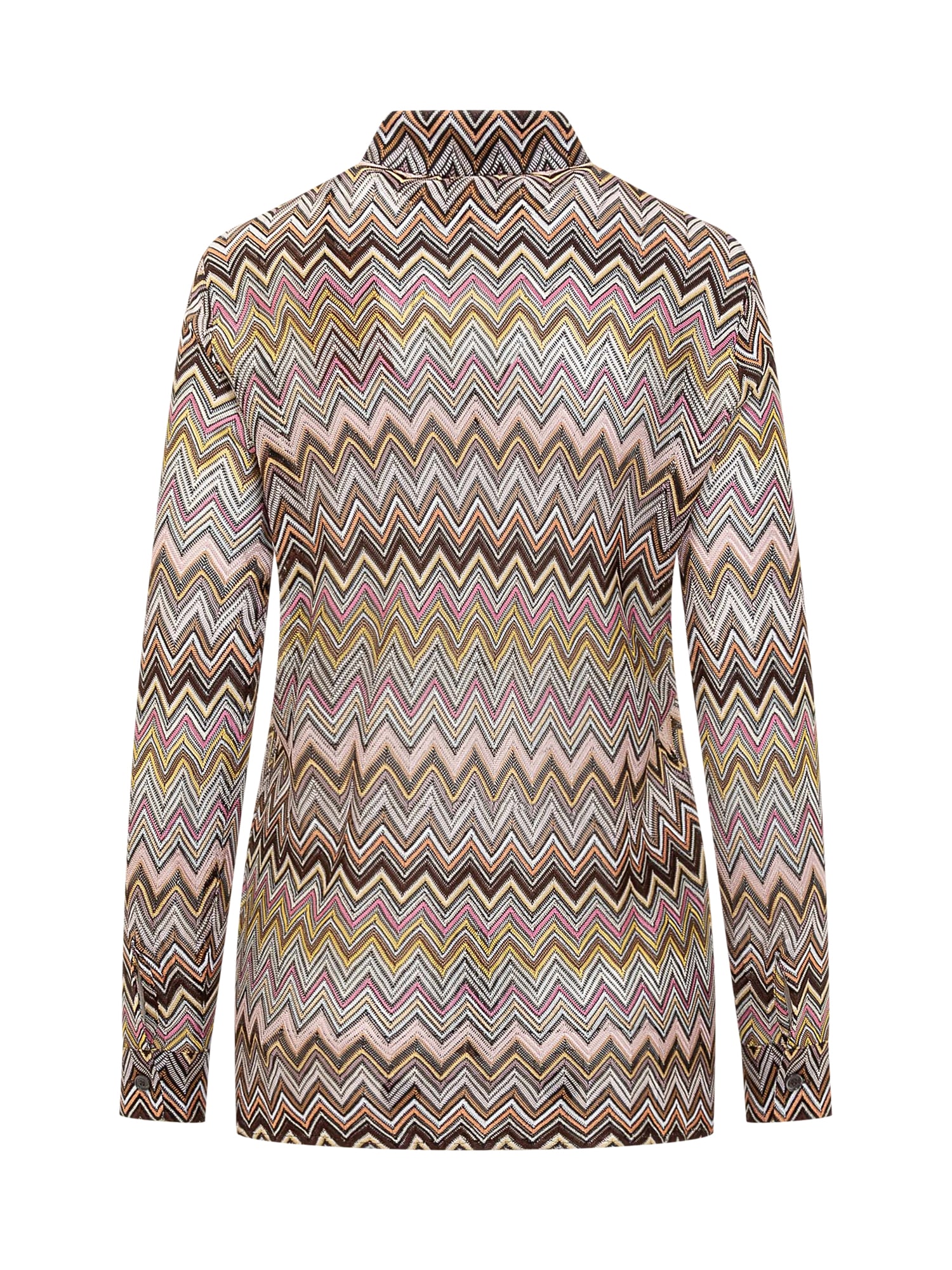 Shop Missoni Shirt With Zig Zag Pattern In Multicbrown/yellow