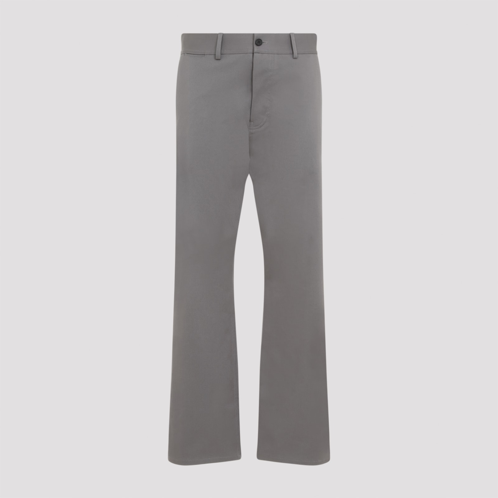 Shop Marni Cotton Trousers In Antique Silver