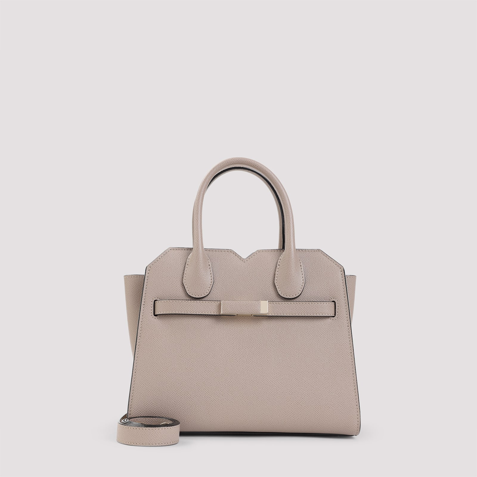 Valextra Structured Sahara Leather Shoulder Bag In Gray