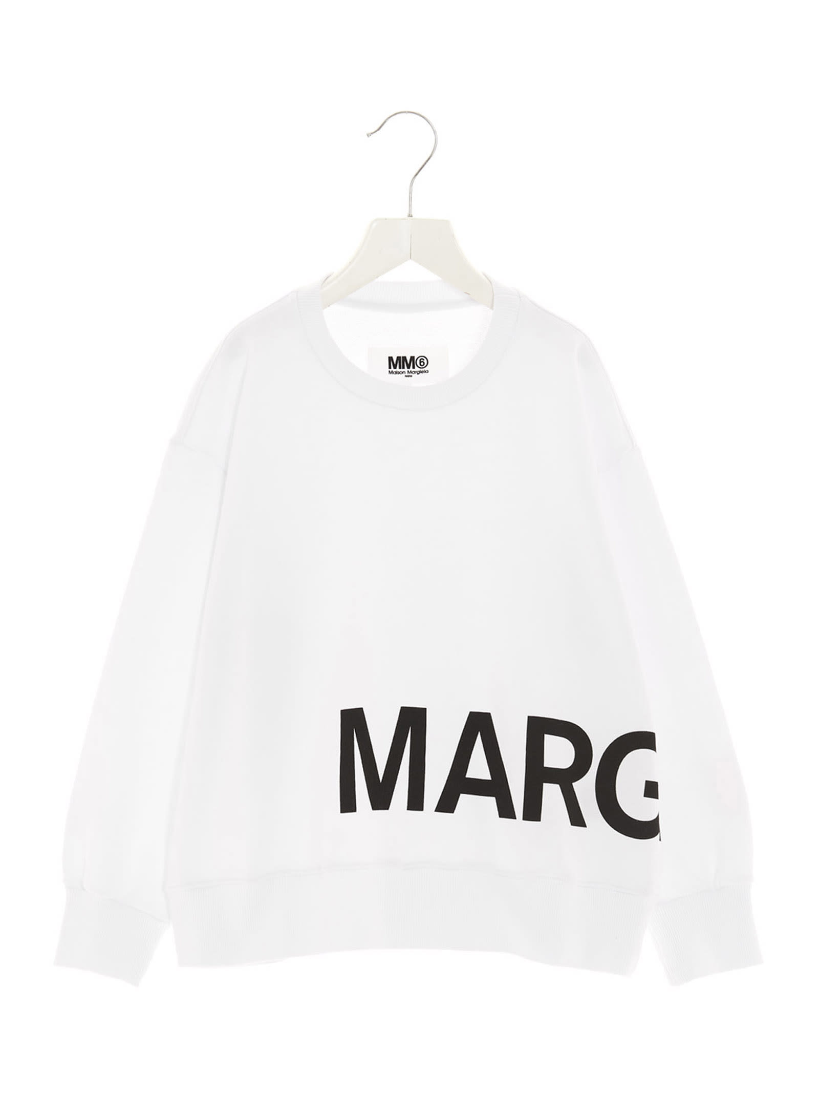 Maison Margiela Kids' Logo Print Sweatshirt In White