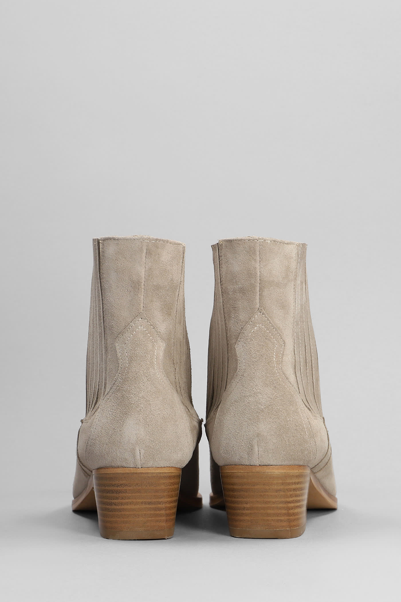 Shop Julie Dee Texan Ankle Boots In Beige Suede