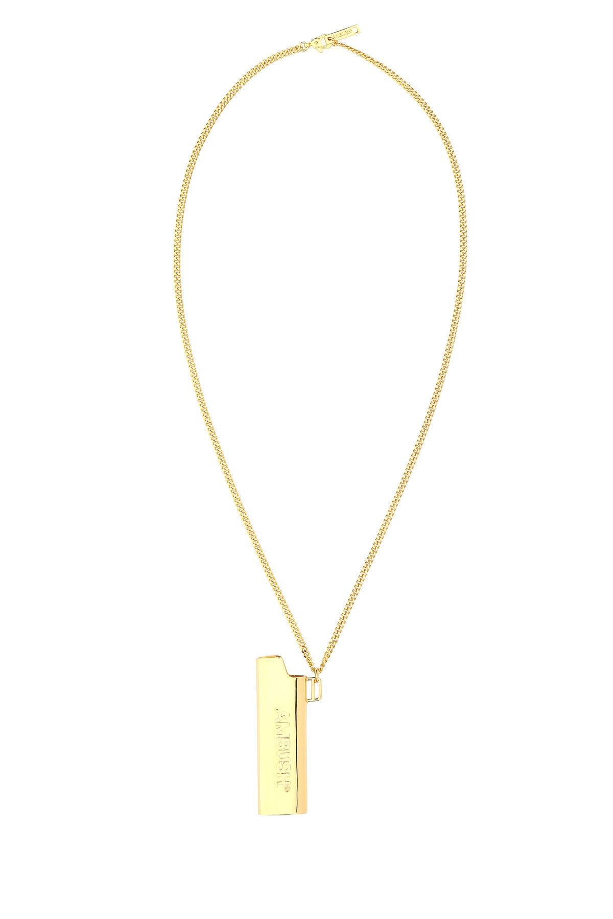 Shop Ambush Gold Metal Lighter Case Necklace In Golden